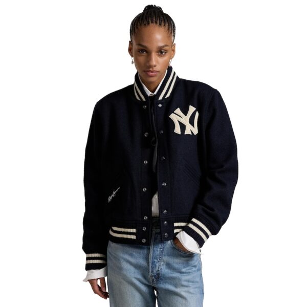 Women's New York Yankees Polo Ralph Lauren Navy Full-Snap Bomber Jacket