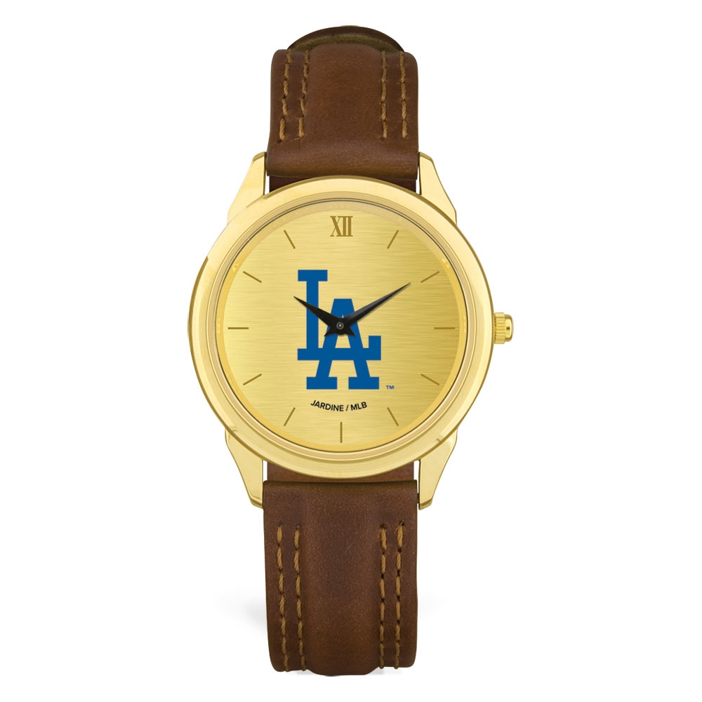 Men's  Brown Los Angeles Dodgers Leather Wristwatch