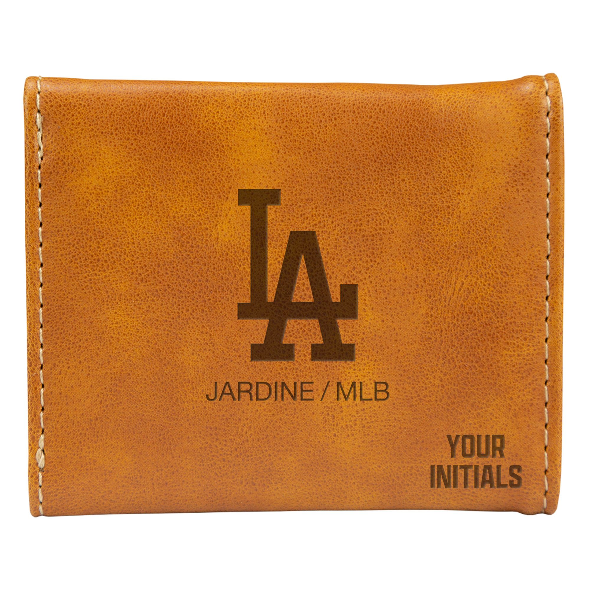 Brown Los Angeles Dodgers Personalized Trifold Wallet