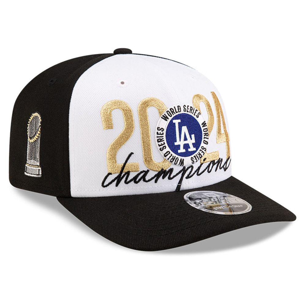 Men's New Era Black Los Angeles Dodgers 2024 World Series Champions Locker Room 9SEVENTY Stretch-Snap Hat