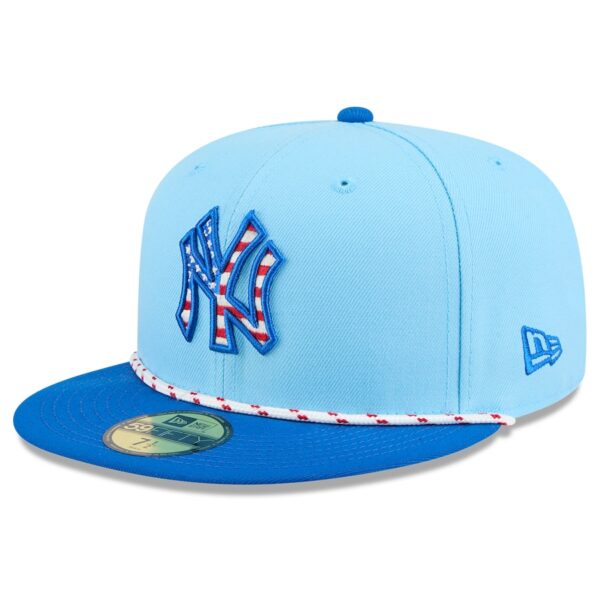 2025 New York Yankees Fourth of July Fitted Hat by New Era – Light Blue & Navy 59FIFTY Cap
