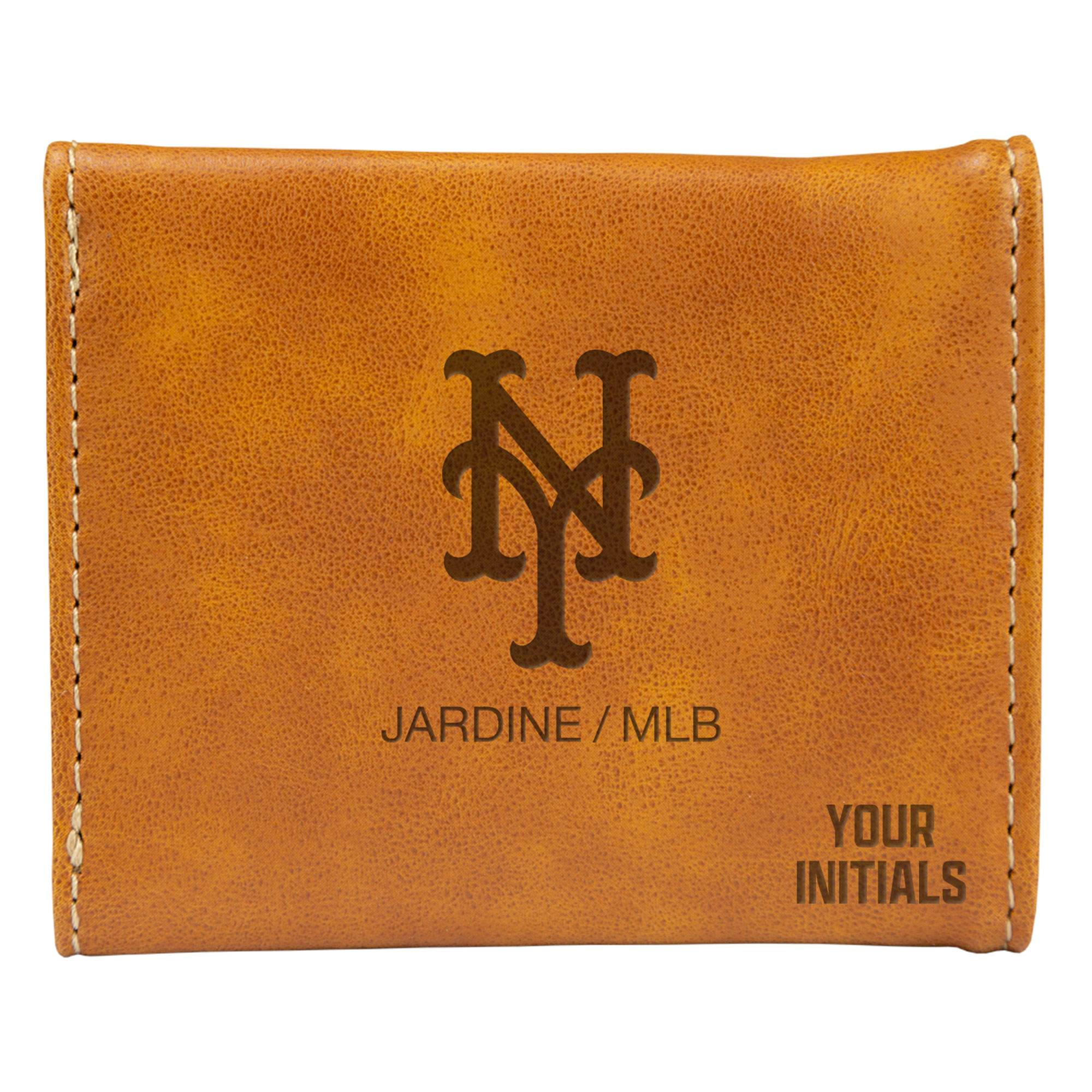 Brown New York Mets Personalized Trifold Wallet