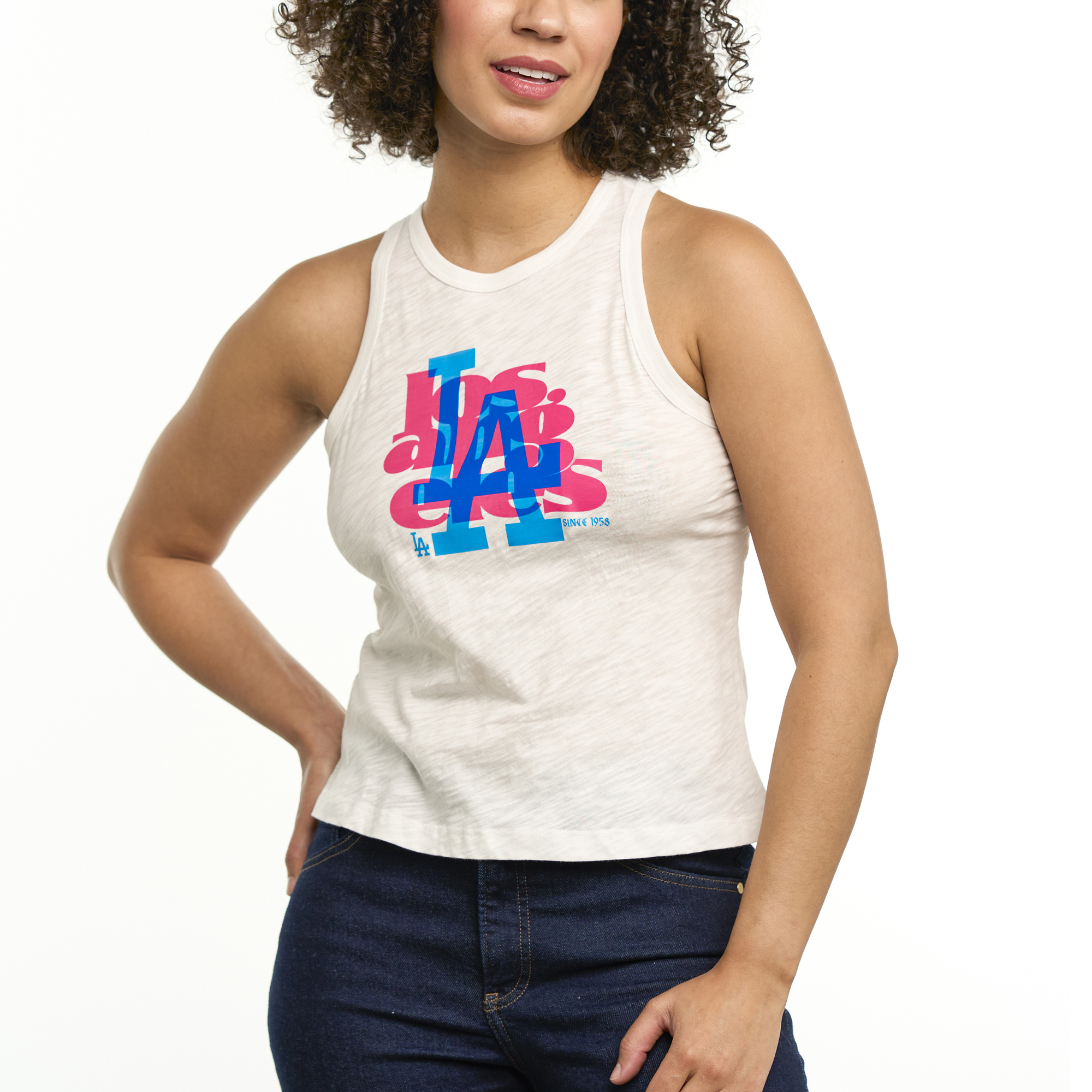 Women’s Lusso White Los Angeles Dodgers Lourdes Tank Top