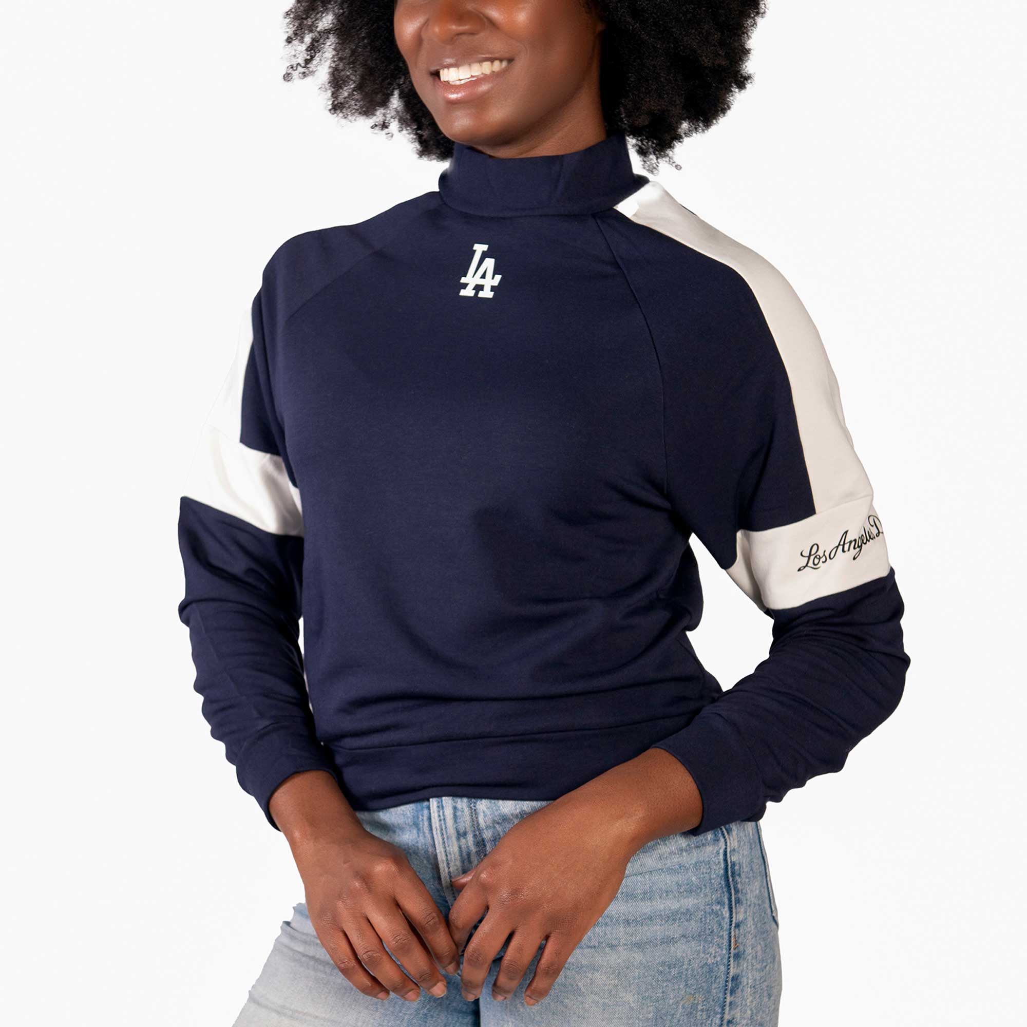 Women’s Lusso  Navy Los Angeles Dodgers Monica Pullover Sweatshirt