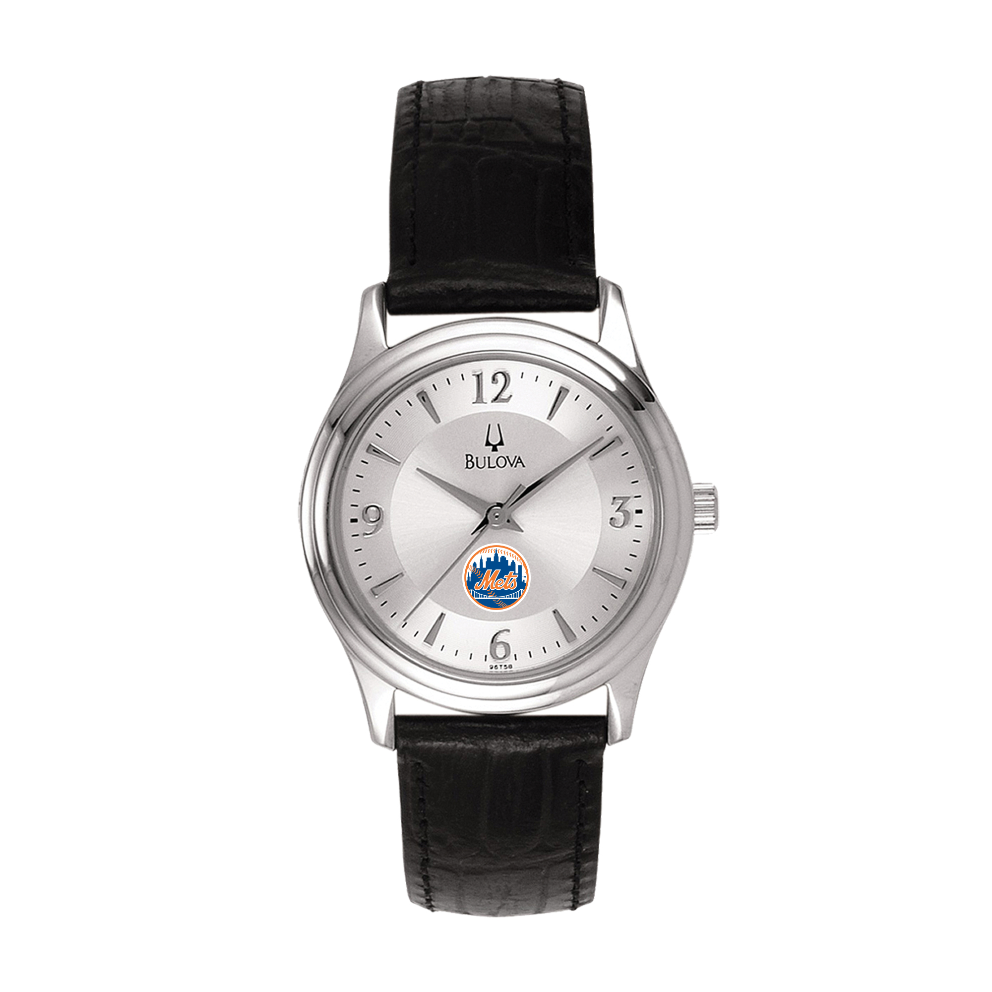 Women’s Bulova Silver New York Mets Leather Strap Watch