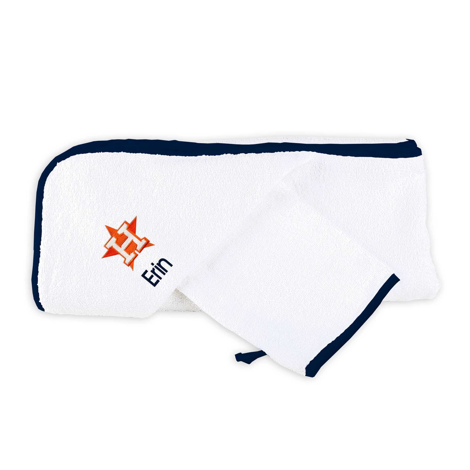 Infant White Houston Astros Personalized Hooded Towel & Mitt Set Houston Astros Fan Edition