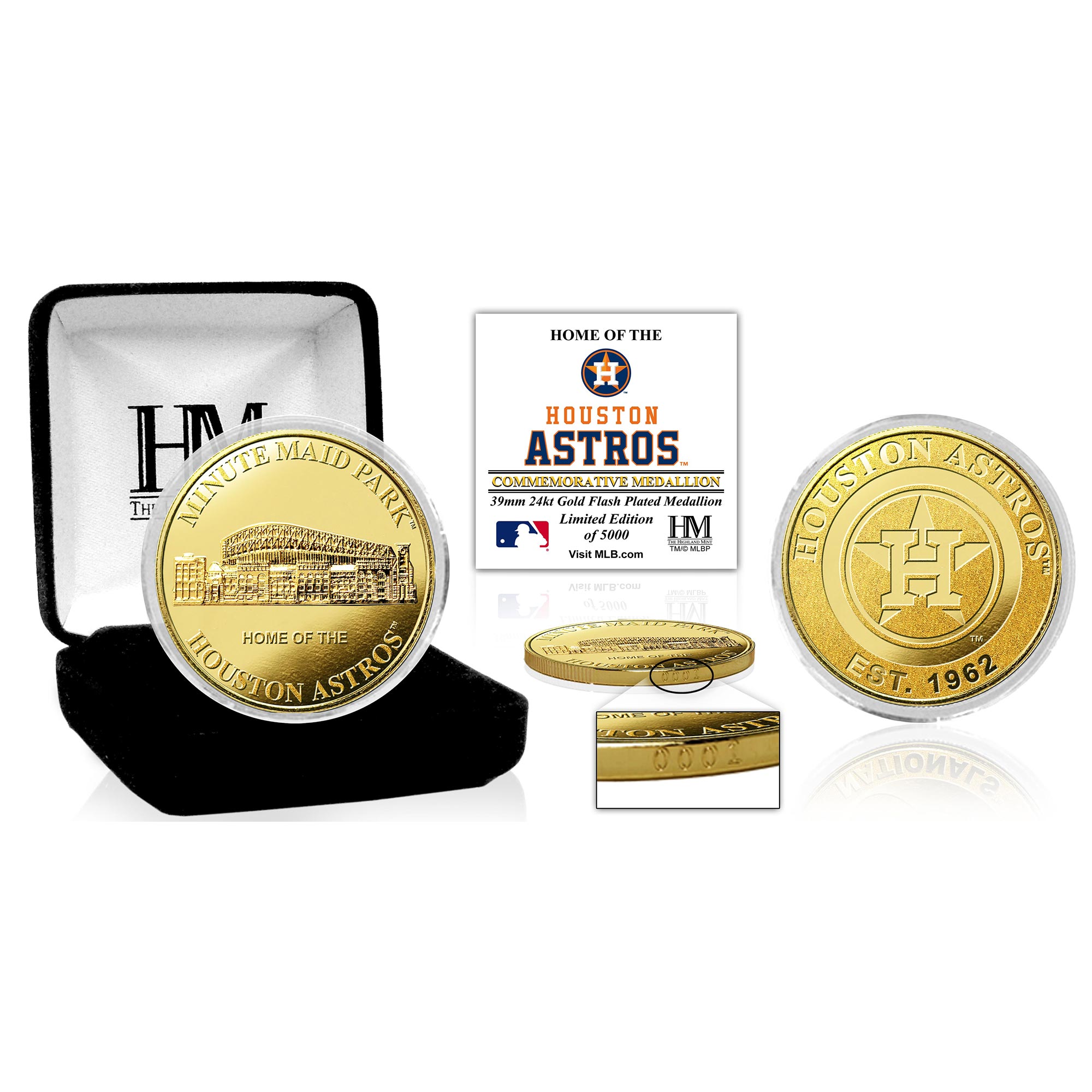 Highland Mint Houston Astros Gold Stadium Collector Coin Houston Astros Fan Edition