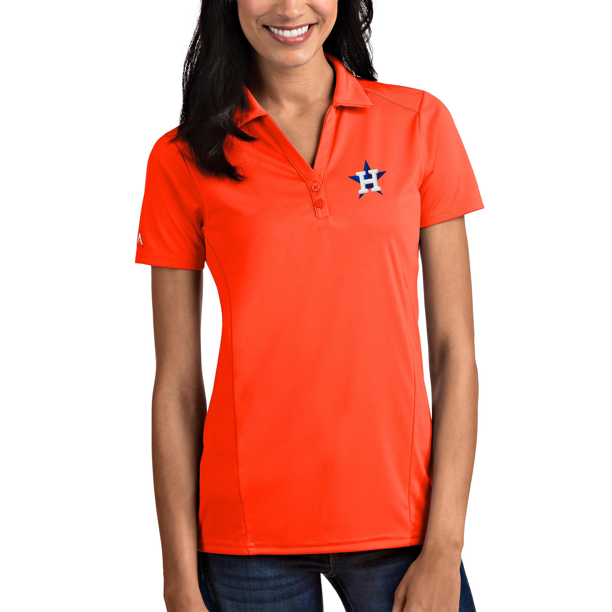 Houston Astros Antigua Women’s Tribute Polo – Orange Houston Astros Fan Edition