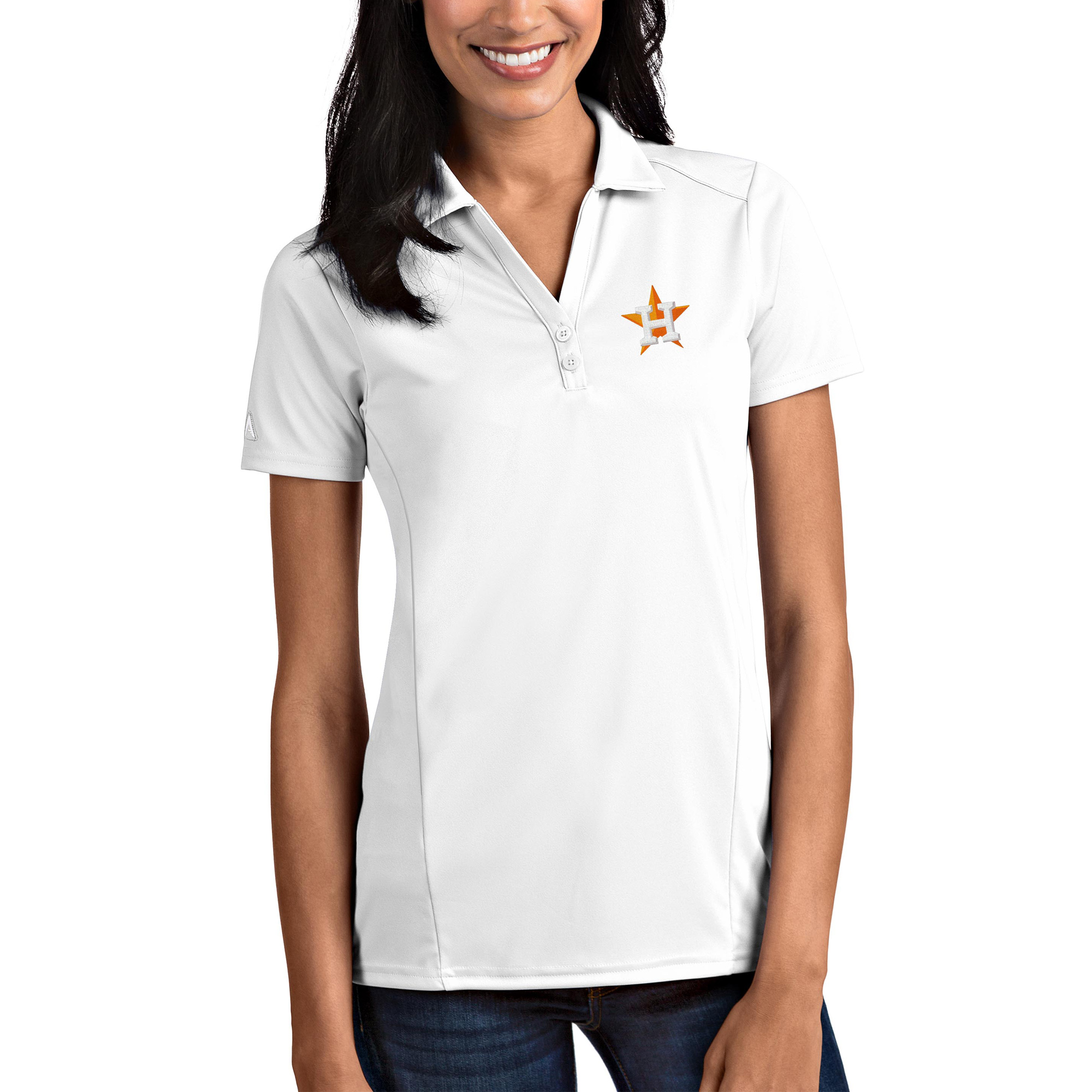 Houston Astros Antigua Women’s Tribute Polo – White Houston Astros Fan Edition
