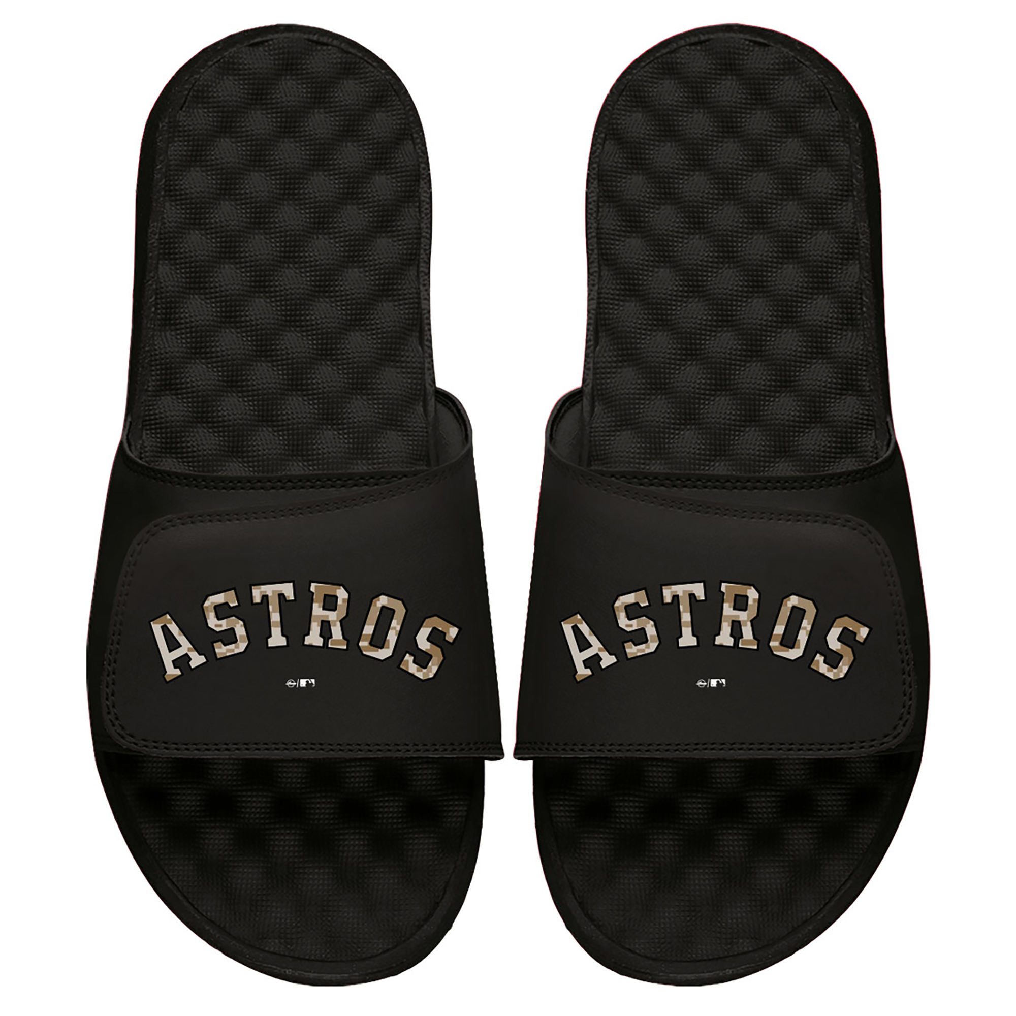 Men’s ISlide Black Houston Astros Camo Logo Slide Sandals Houston Astros Fan Edition