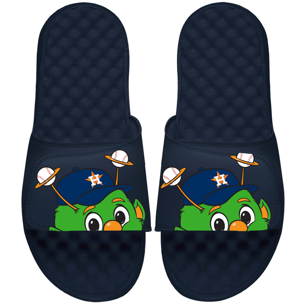 Youth ISlide Navy Houston Astros Mascot Slide Sandals Houston Astros Fan Edition