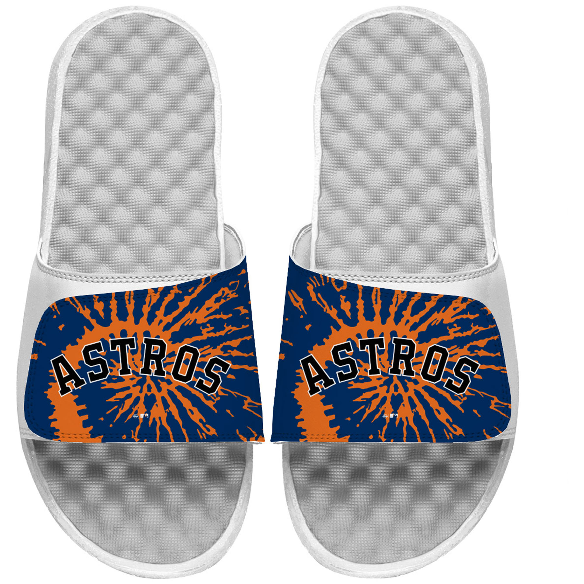 ISlide White Houston Astros Tie Dye Slide Sandals Houston Astros Fan Edition