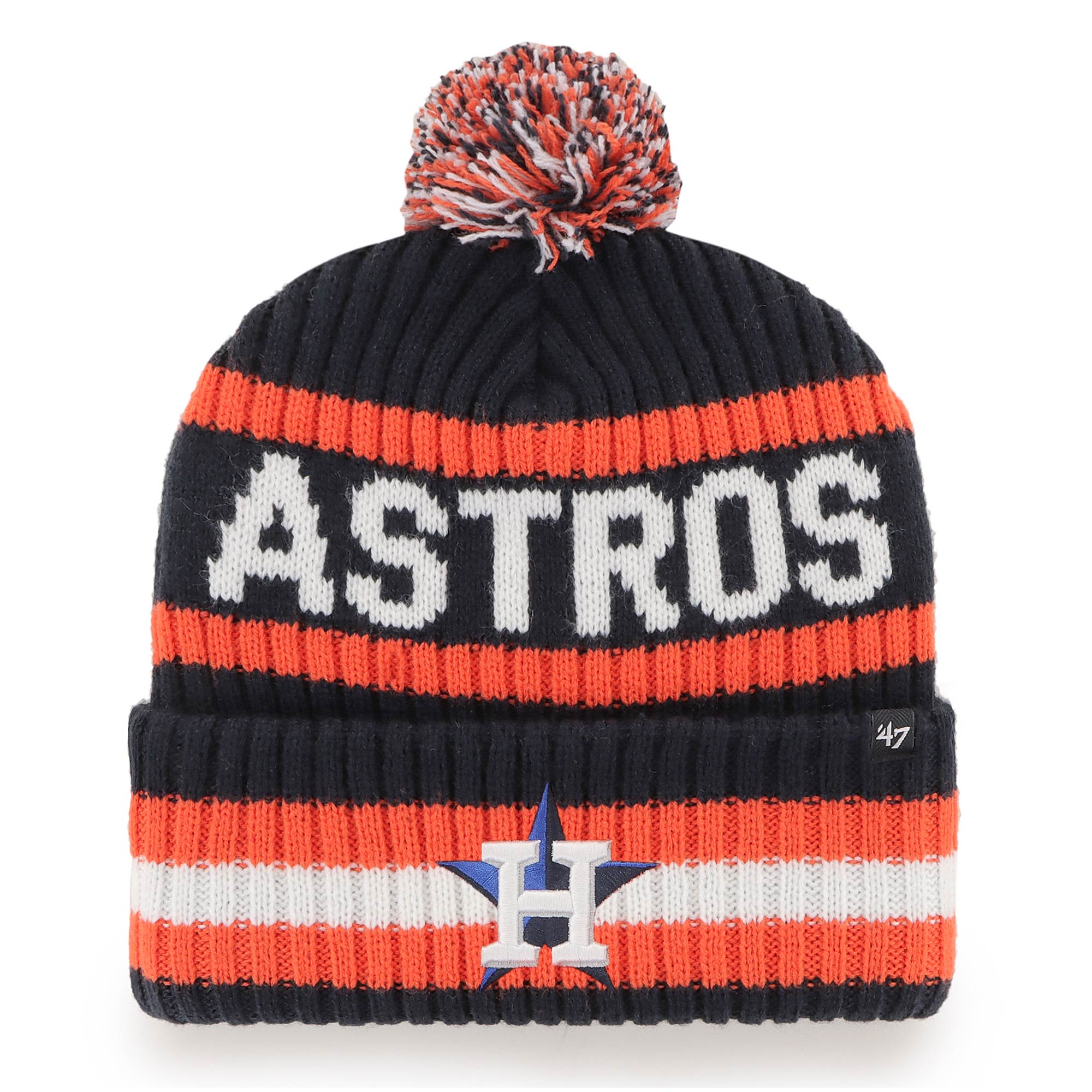 Men’s ’47 Navy Houston Astros Bering Cuffed Knit Hat with Pom Houston Astros Fan Edition