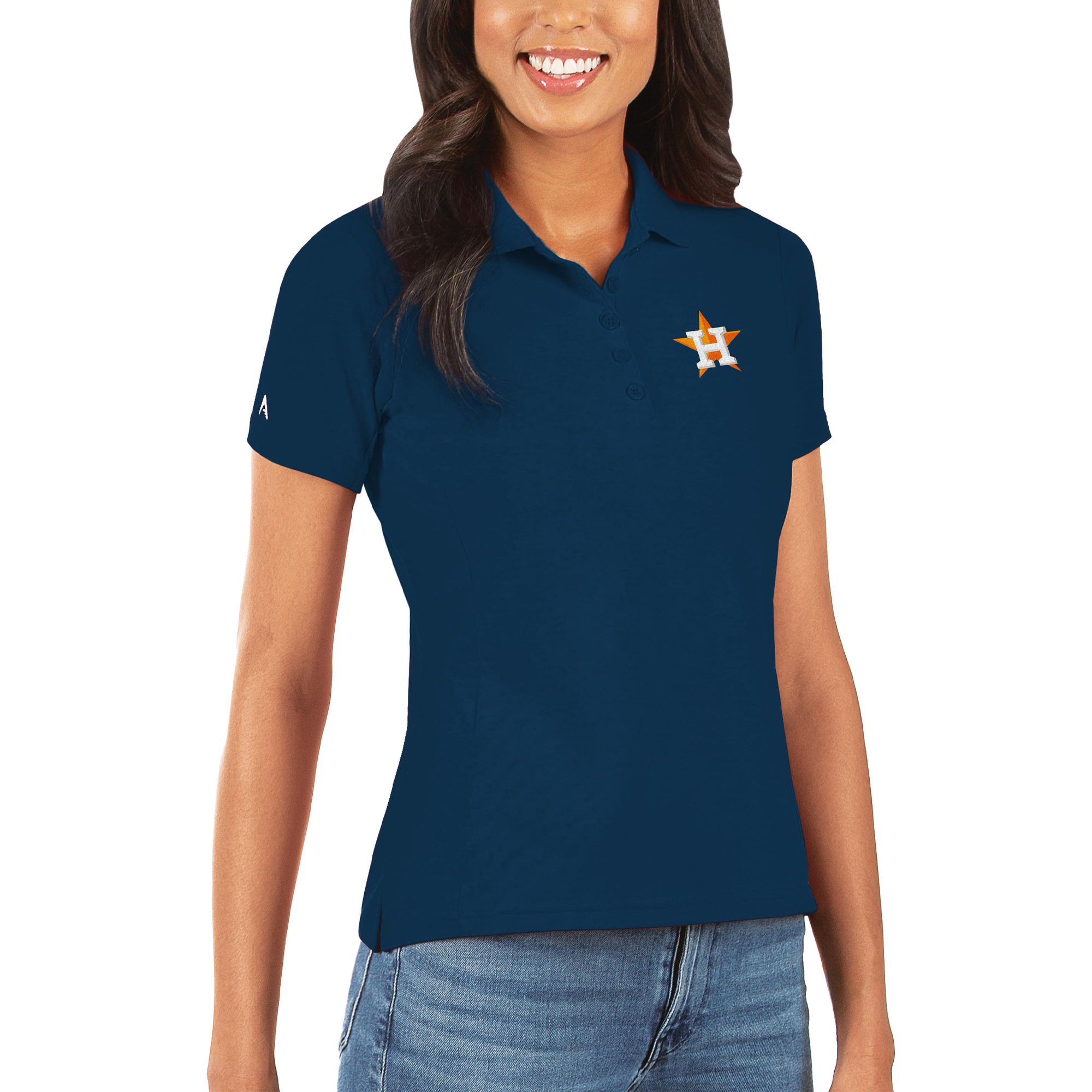 Women’s Antigua Navy Houston Astros Legacy Pique Polo Houston Astros Fan Edition