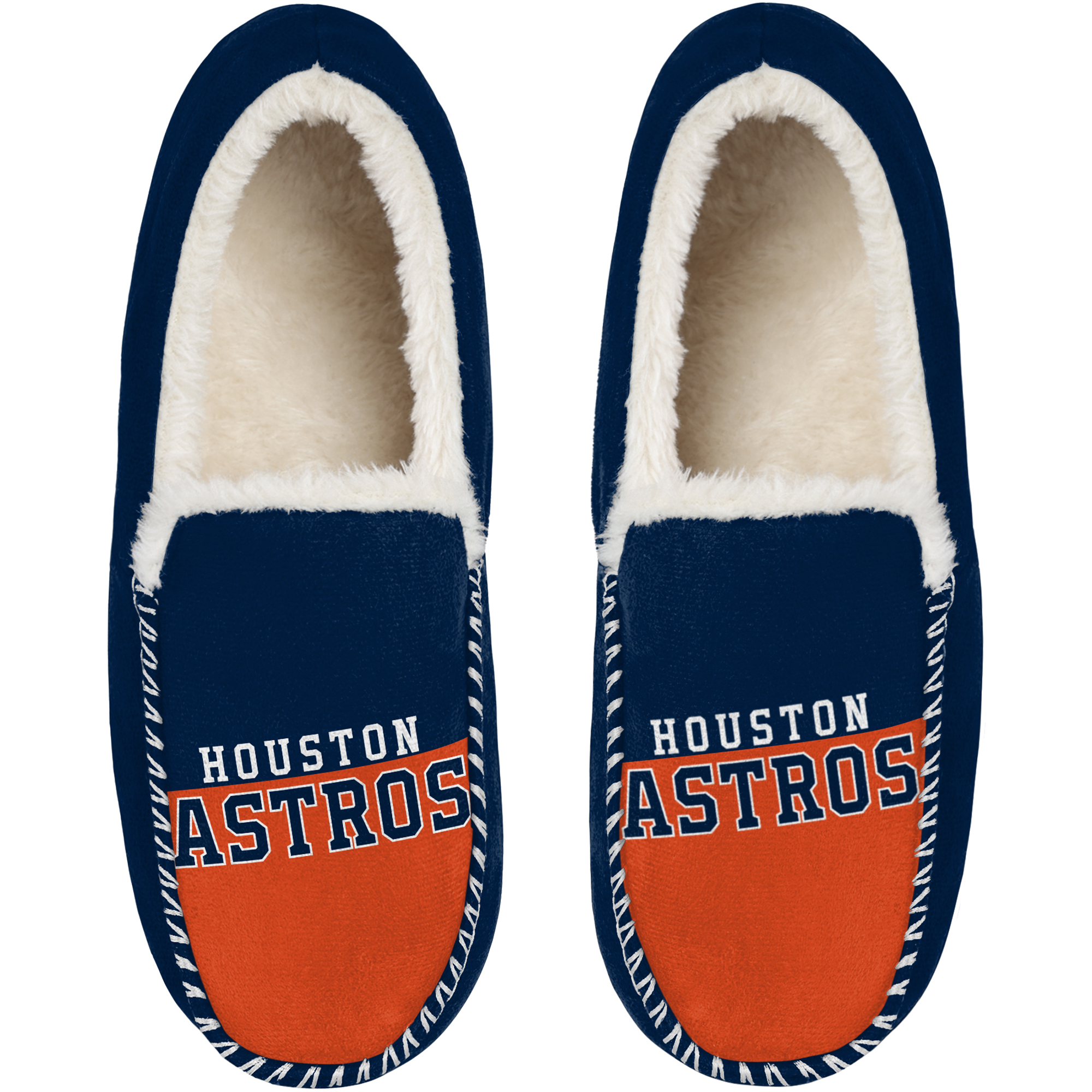 Men’s FOCO Houston Astros Colorblock Moccasin Slippers Houston Astros Fan Edition