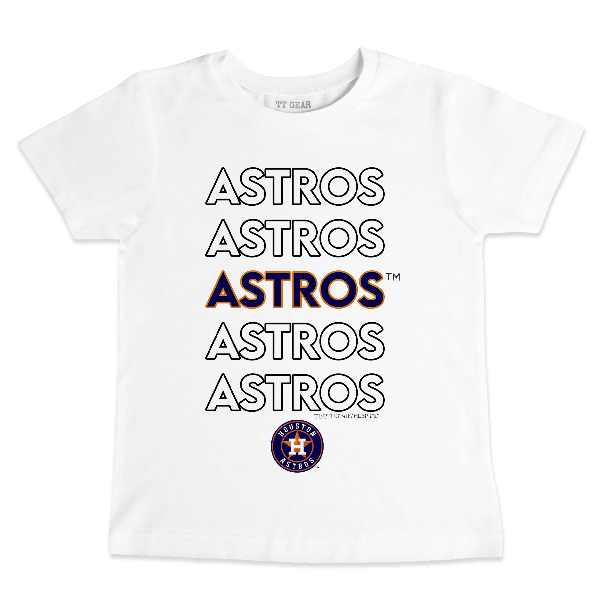 Toddler Tiny Turnip White Houston Astros Stacked T-Shirt Houston Astros Fan Edition