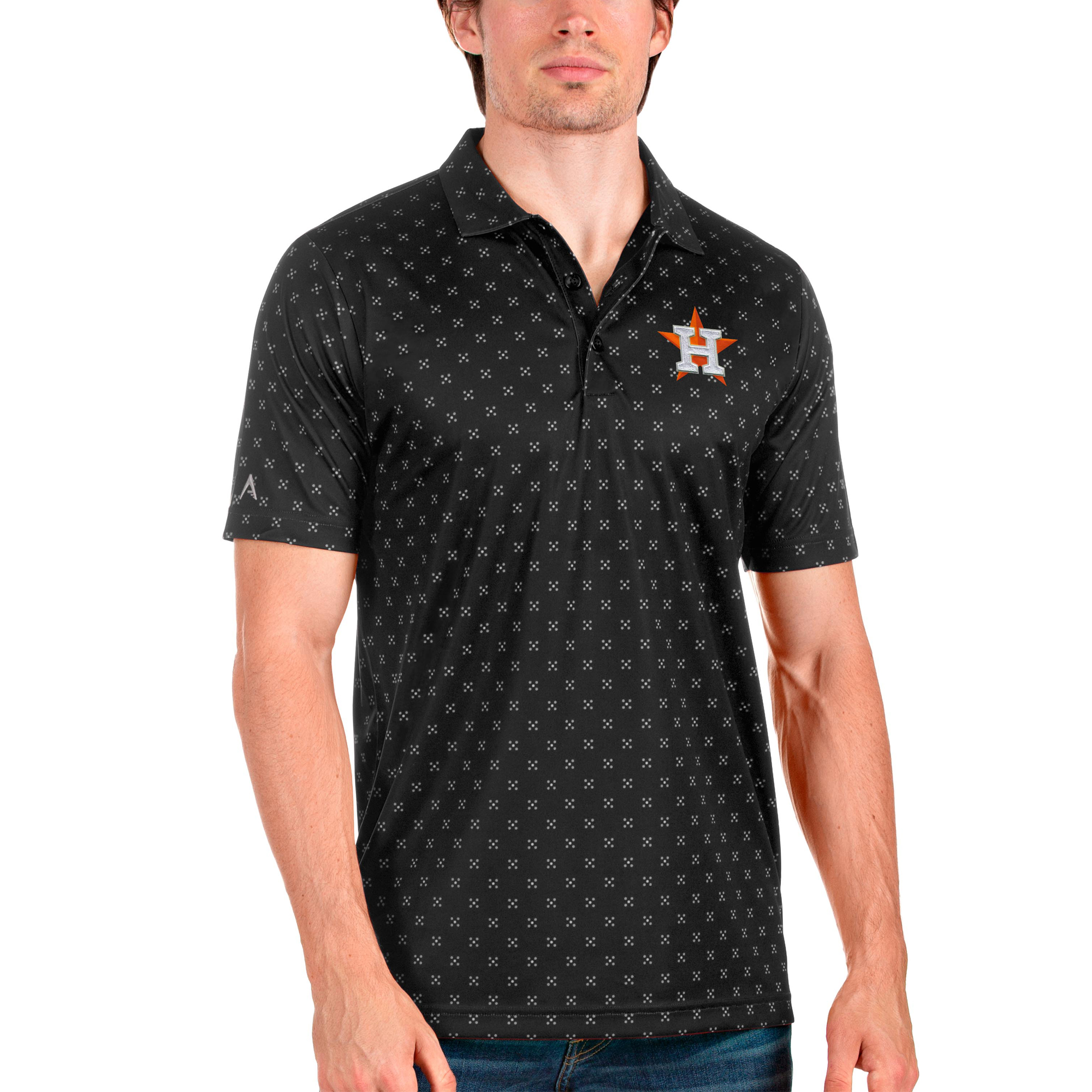 Men’s Antigua Black Houston Astros Spark Polo Houston Astros Fan Edition