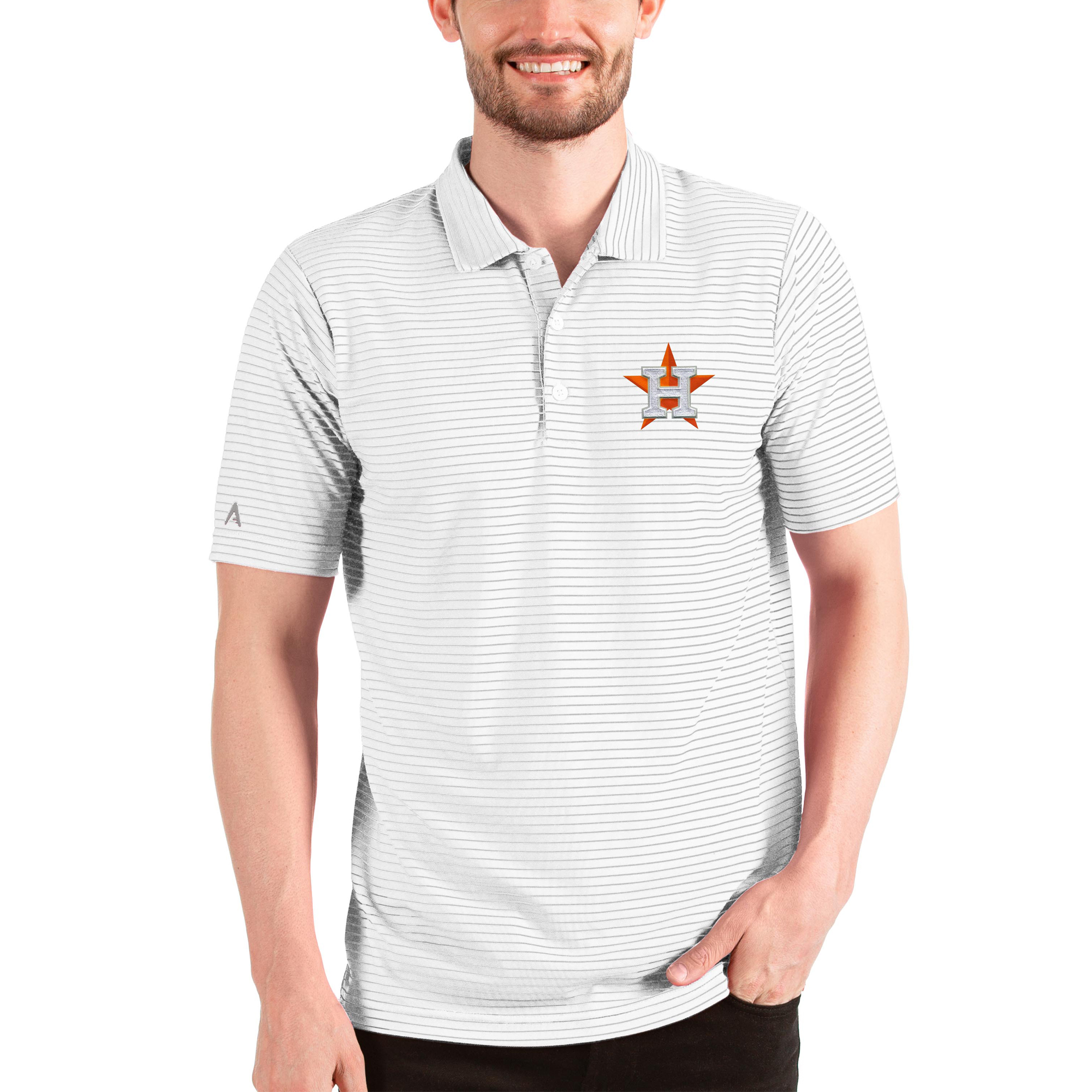 Men’s Antigua White Houston Astros Esteem Polo Houston Astros Fan Edition