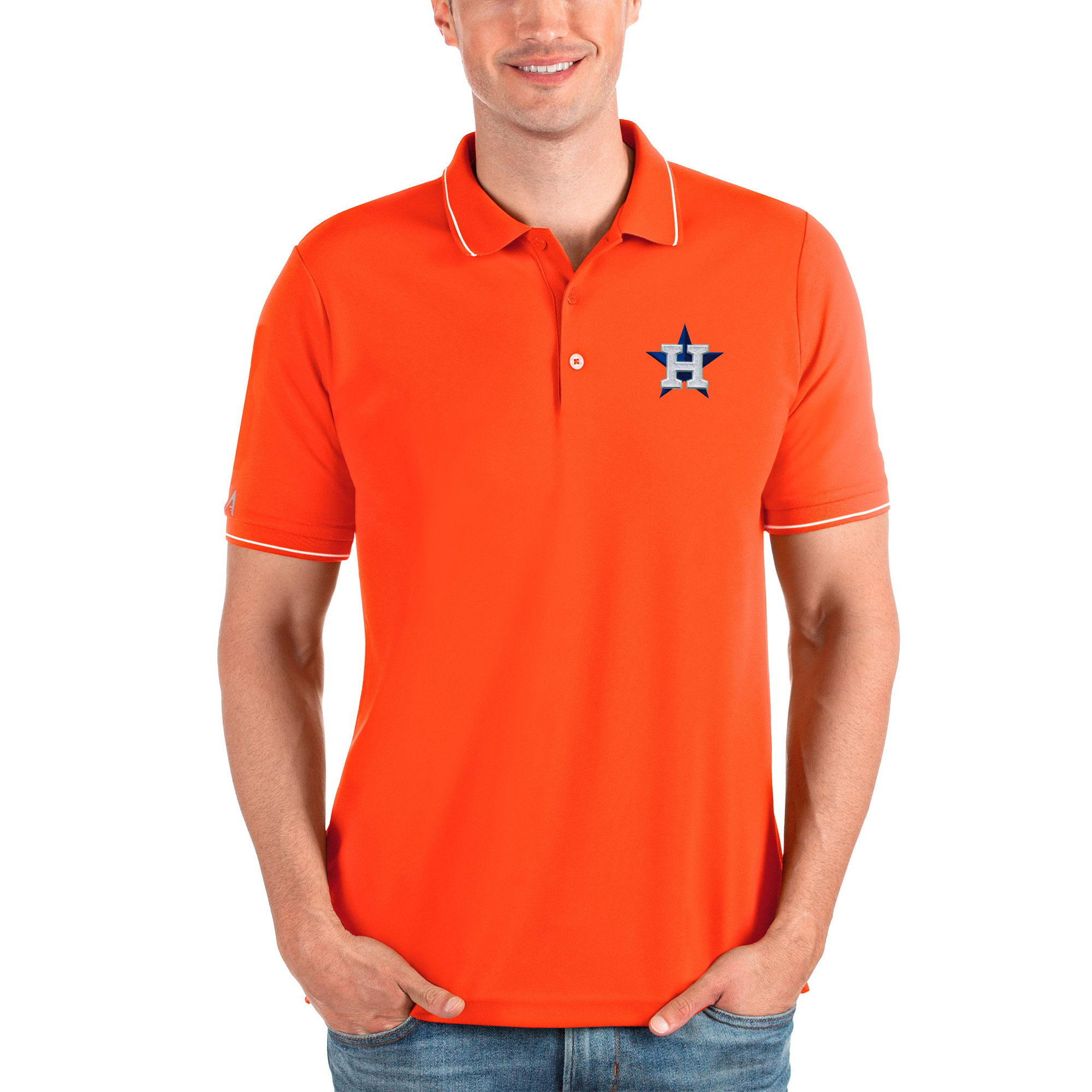 Men’s Antigua Orange Houston Astros Affluent Polo Houston Astros Fan Edition