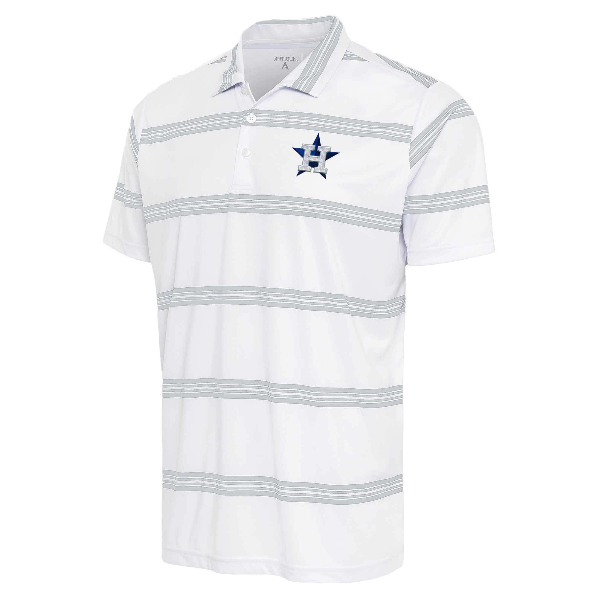 Men’s Antigua White/Gray Houston Astros Groove Polo Houston Astros Fan Edition