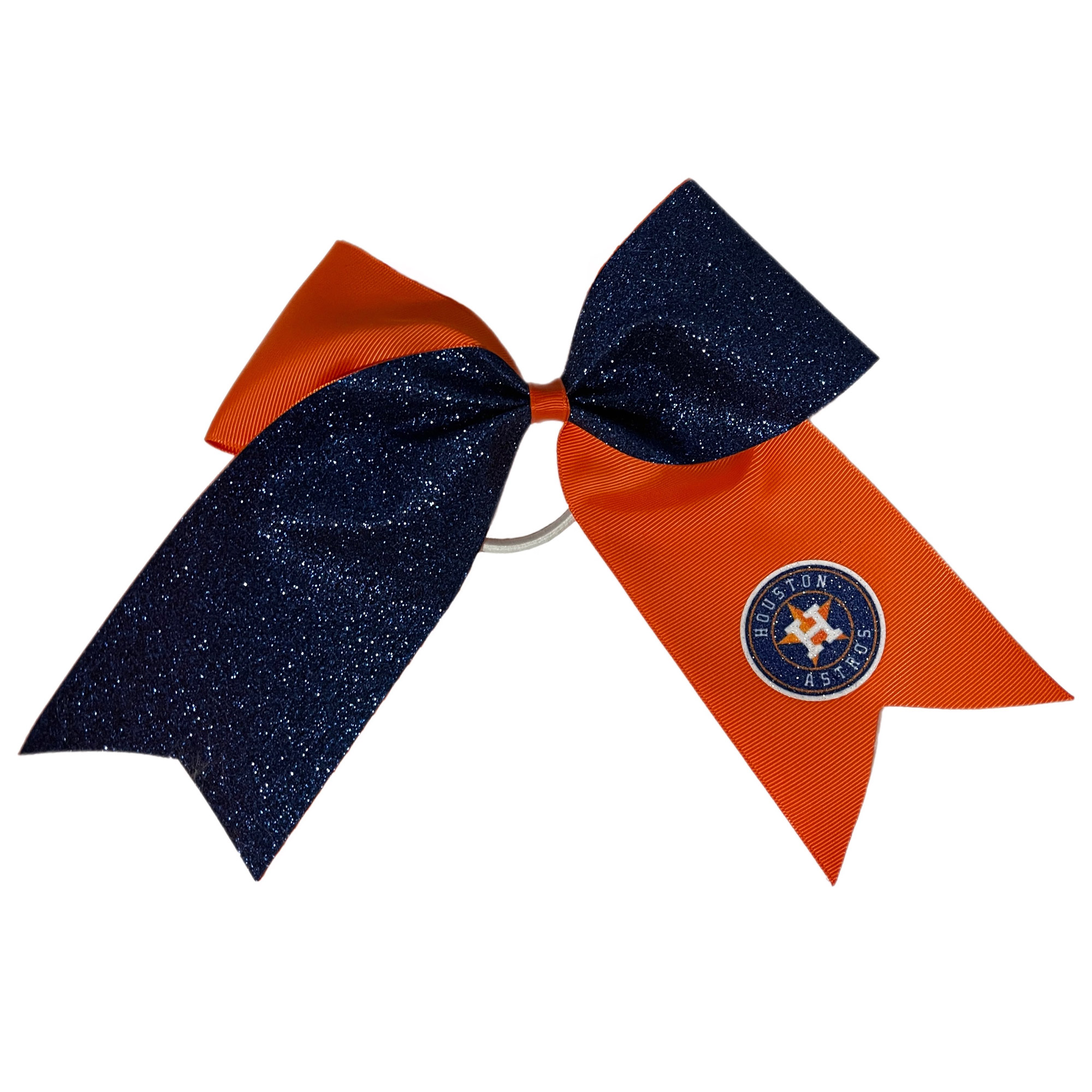 Houston Astros Jumbo Glitter Bow with Ponytail Holder Houston Astros Fan Edition