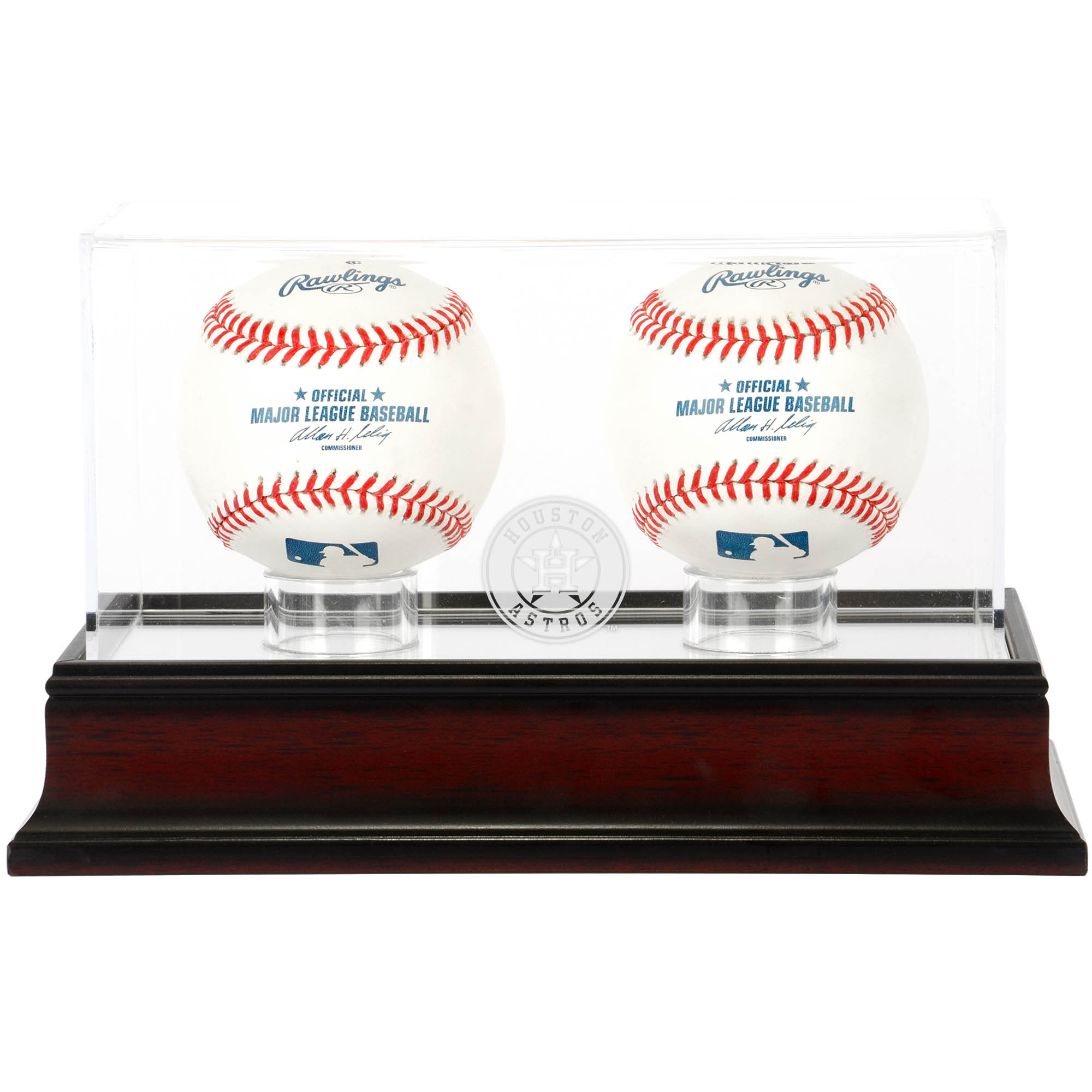 Houston Astros Mahogany 2-Baseball Display Case Houston Astros Fan Edition