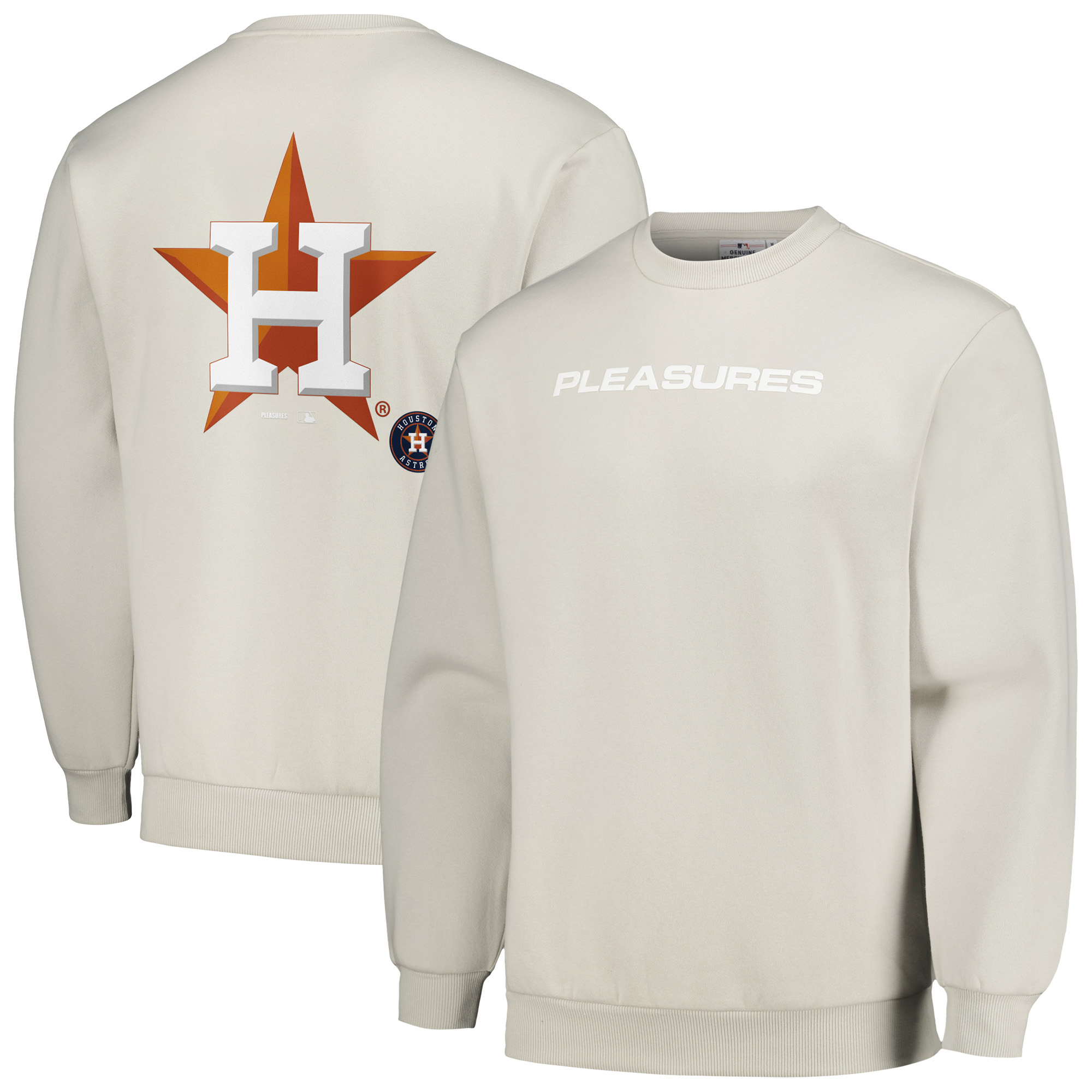 Men’s PLEASURES Gray Houston Astros Ballpark Pullover Sweatshirt Houston Astros Fan Edition