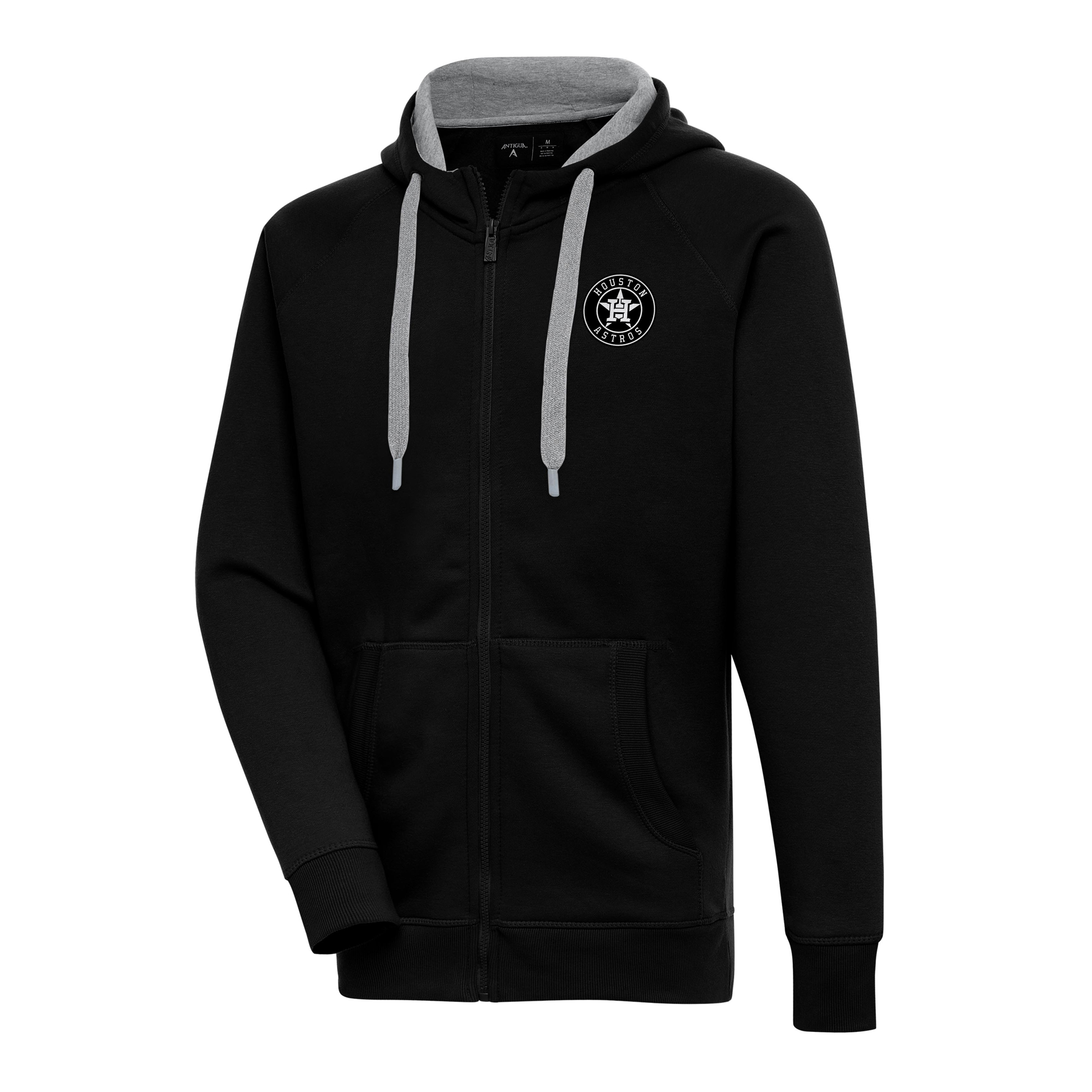 Men’s Antigua Black Houston Astros Metallic Victory Full-Zip Hoodie Houston Astros Fan Edition