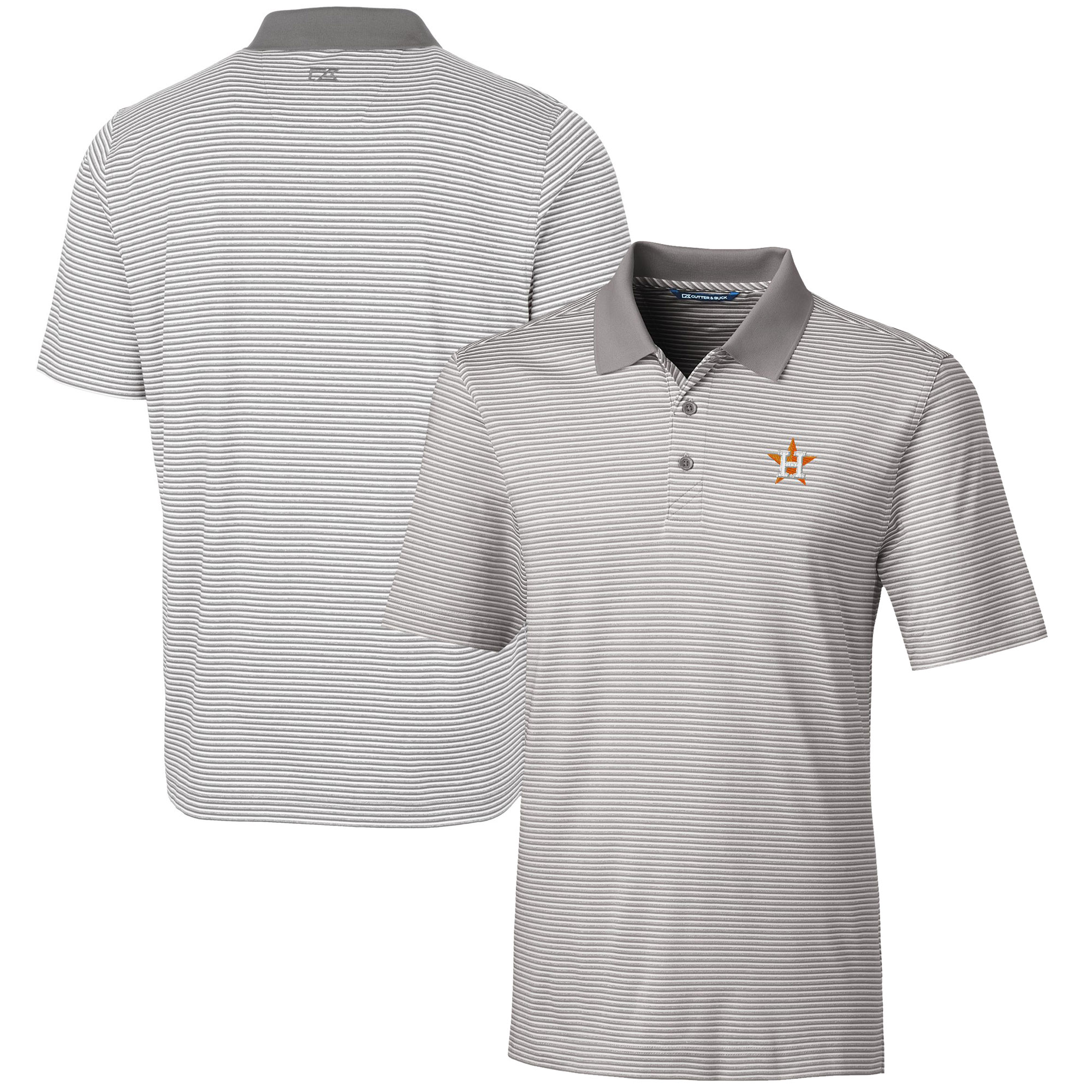 Men’s Cutter & Buck  Gray Houston Astros Forge Tonal Stripe Stretch Polo Houston Astros Fan Edition