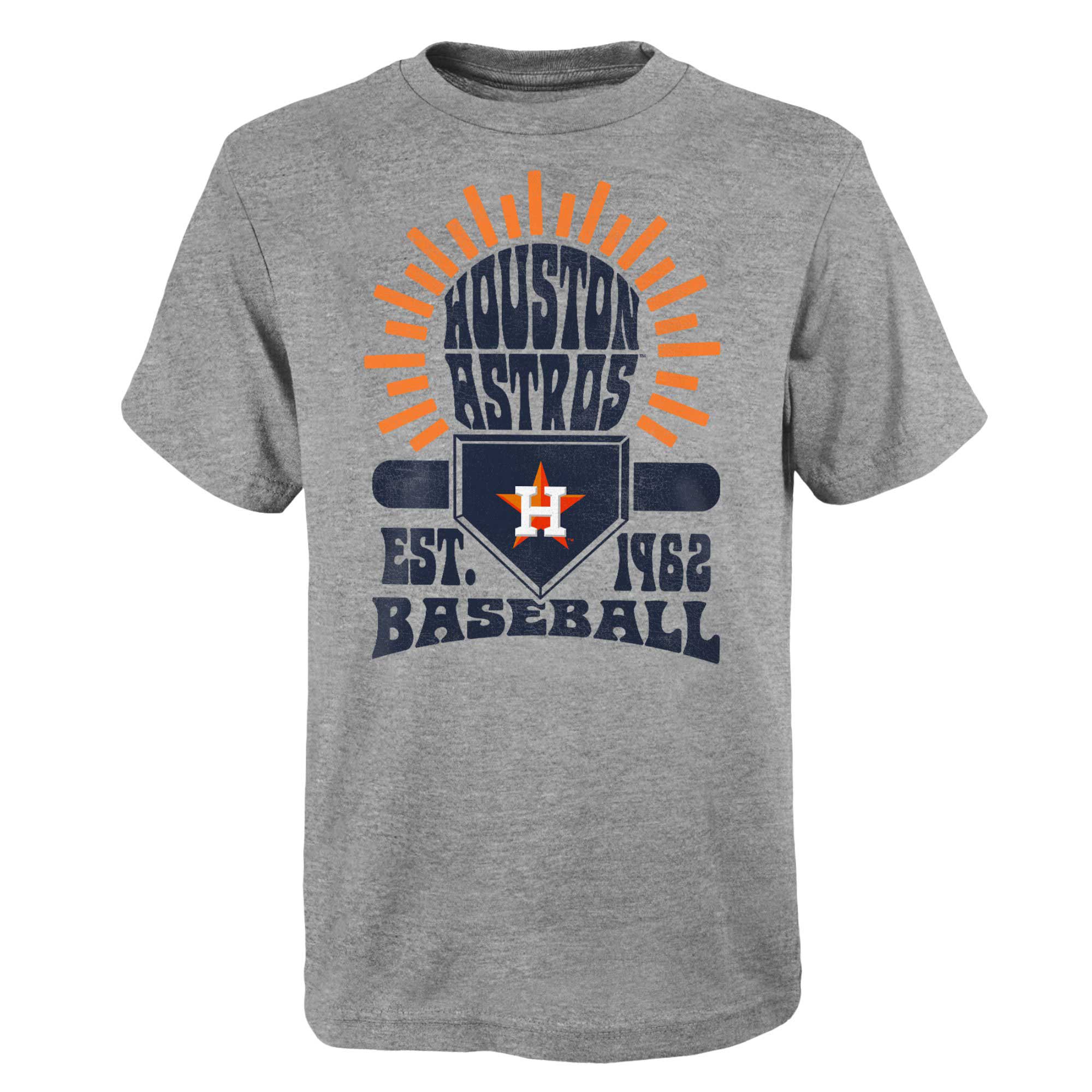 Youth Gray Houston Astros Sun Burst T-Shirt Houston Astros Fan Edition