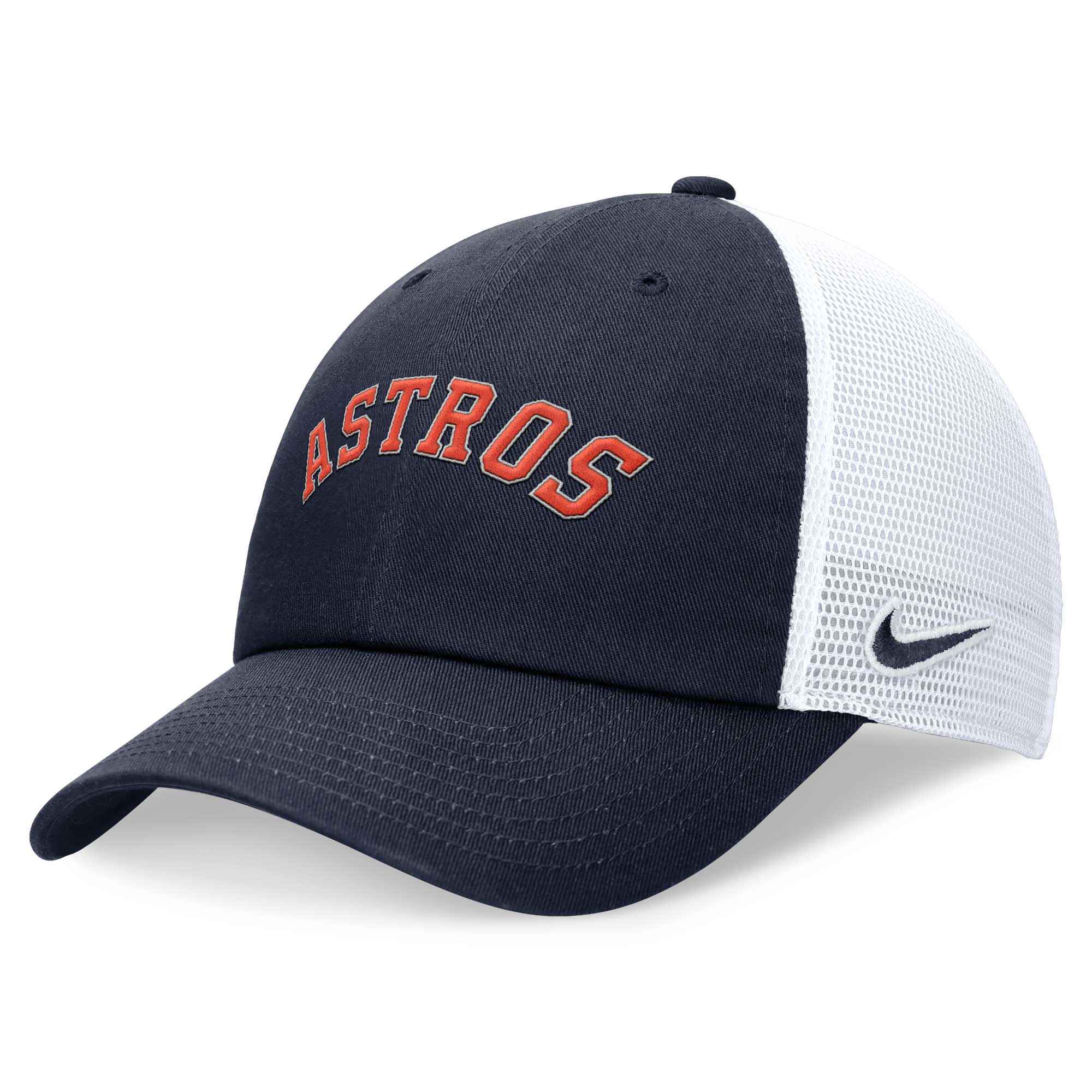 Men’s Nike Navy Houston Astros Wordmark Adjustable Trucker Hat Houston Astros Fan Edition