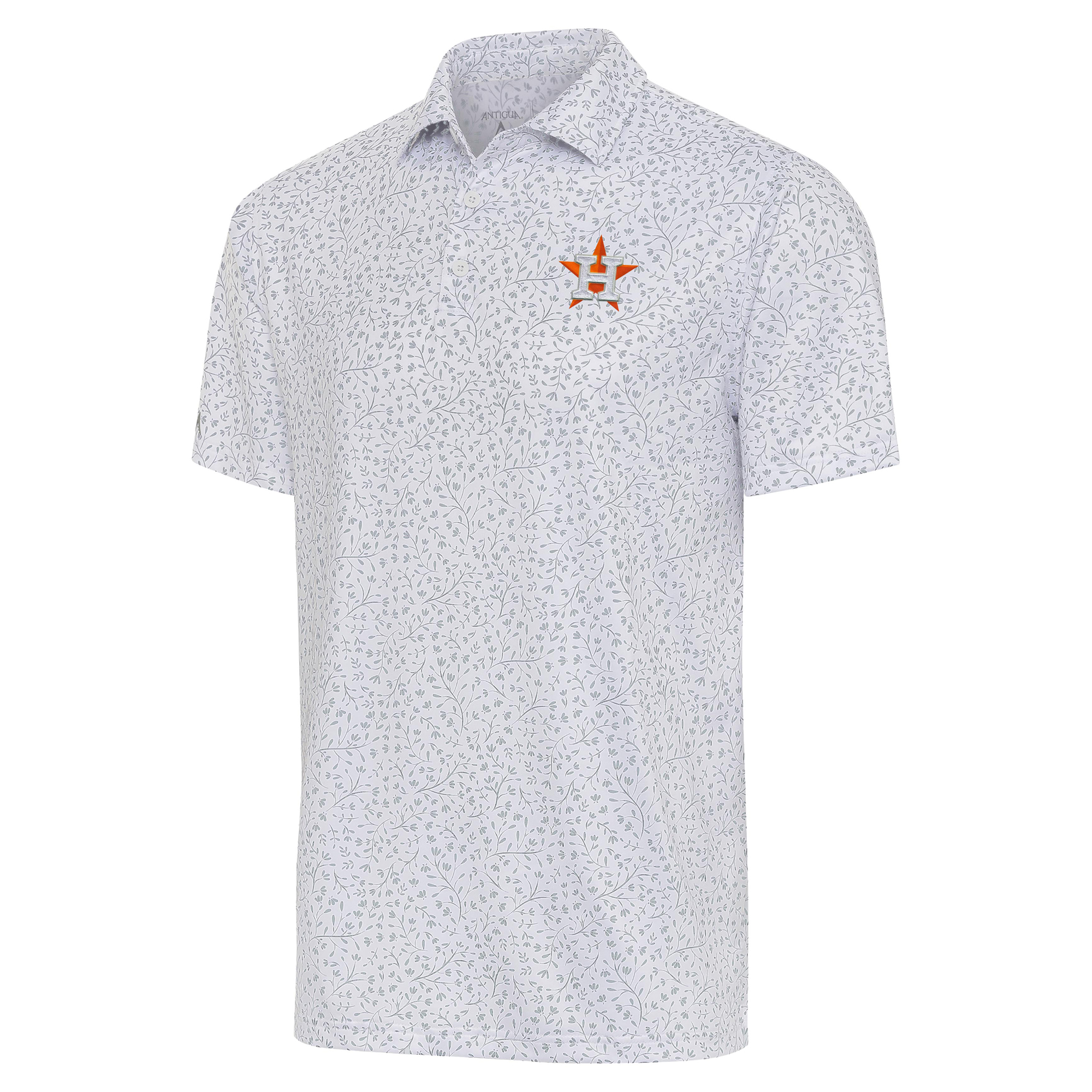 Men’s Antigua White/Gray Houston Astros Motion Polo Houston Astros Fan Edition