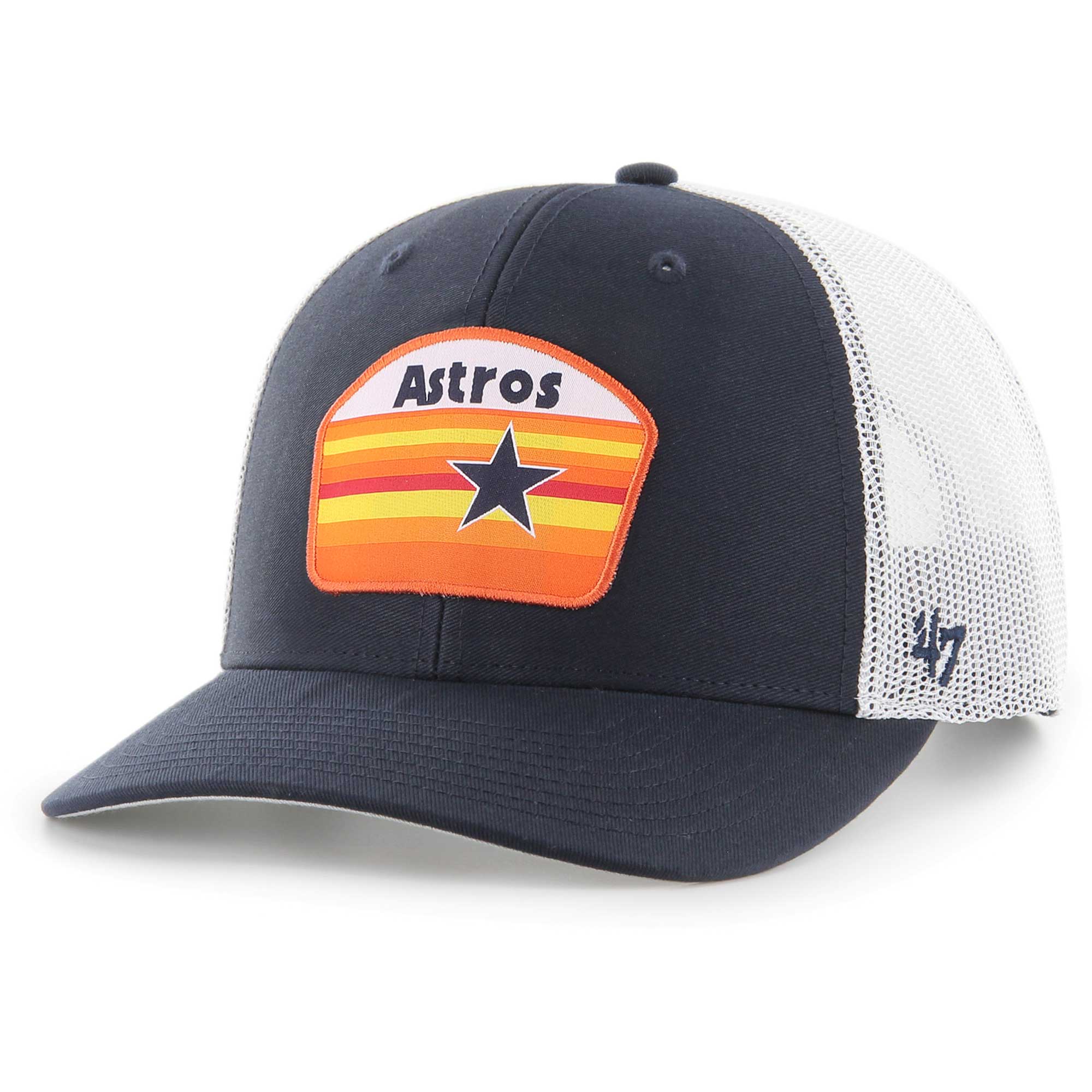 Men’s ’47 Navy Houston Astros Retro Region Patch Trucker Adjustable Hat Houston Astros Fan Edition