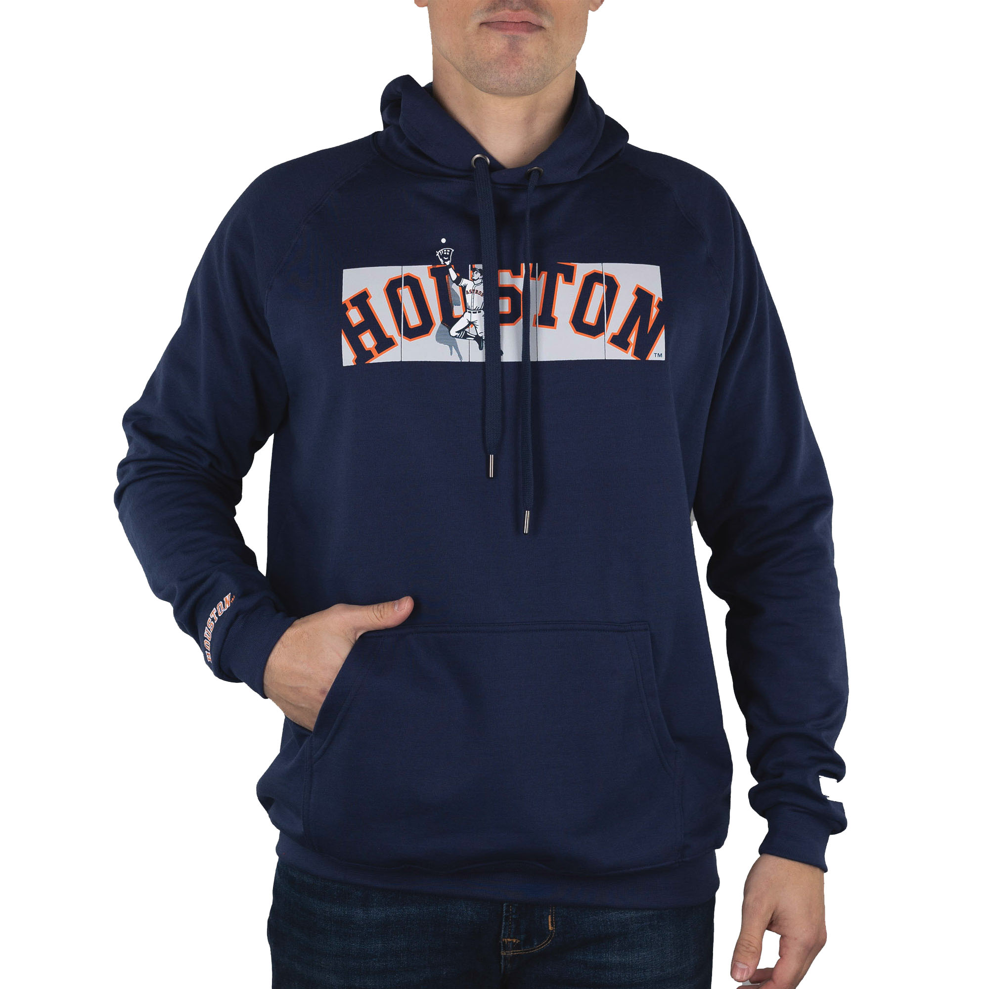 Men’s Baseballism  Navy Houston Astros Outfield Fence Hoodie Houston Astros Fan Edition