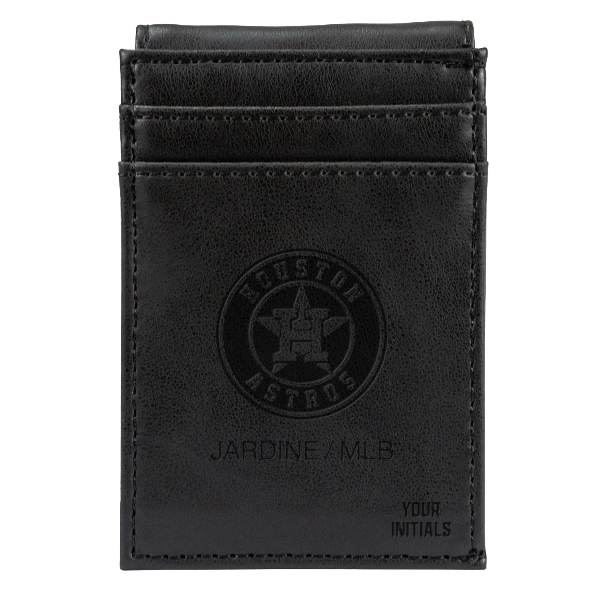 Black Houston Astros Personalized Front Pocket Wallet Houston Astros Fan Edition