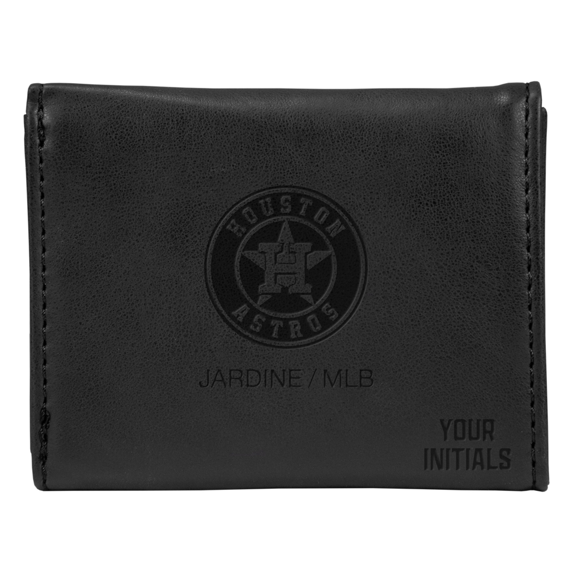Black Houston Astros Personalized Trifold Wallet Houston Astros Fan Edition