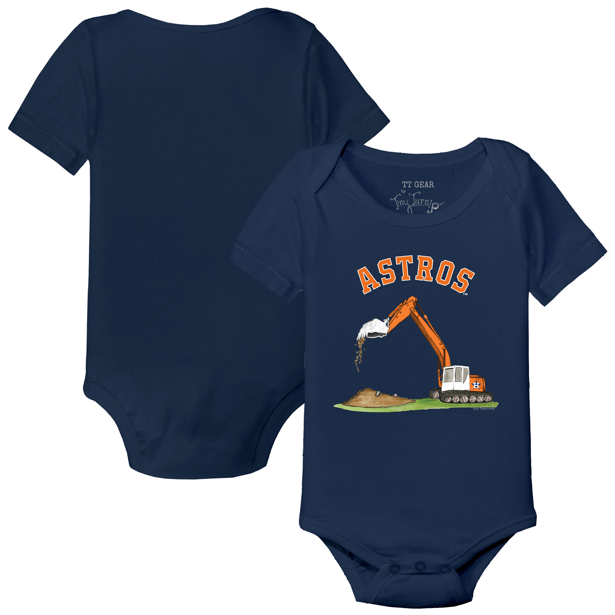 Infant Tiny Turnip Navy Houston Astros Excavator Bodysuit Houston Astros Fan Edition