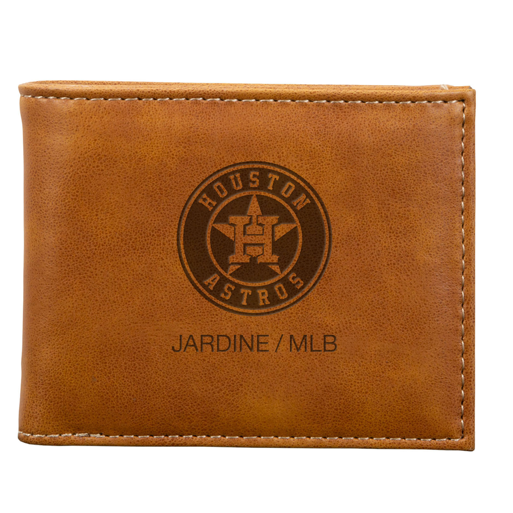 Brown Houston Astros Laser-Engraved Billfold Wallet Houston Astros Fan Edition