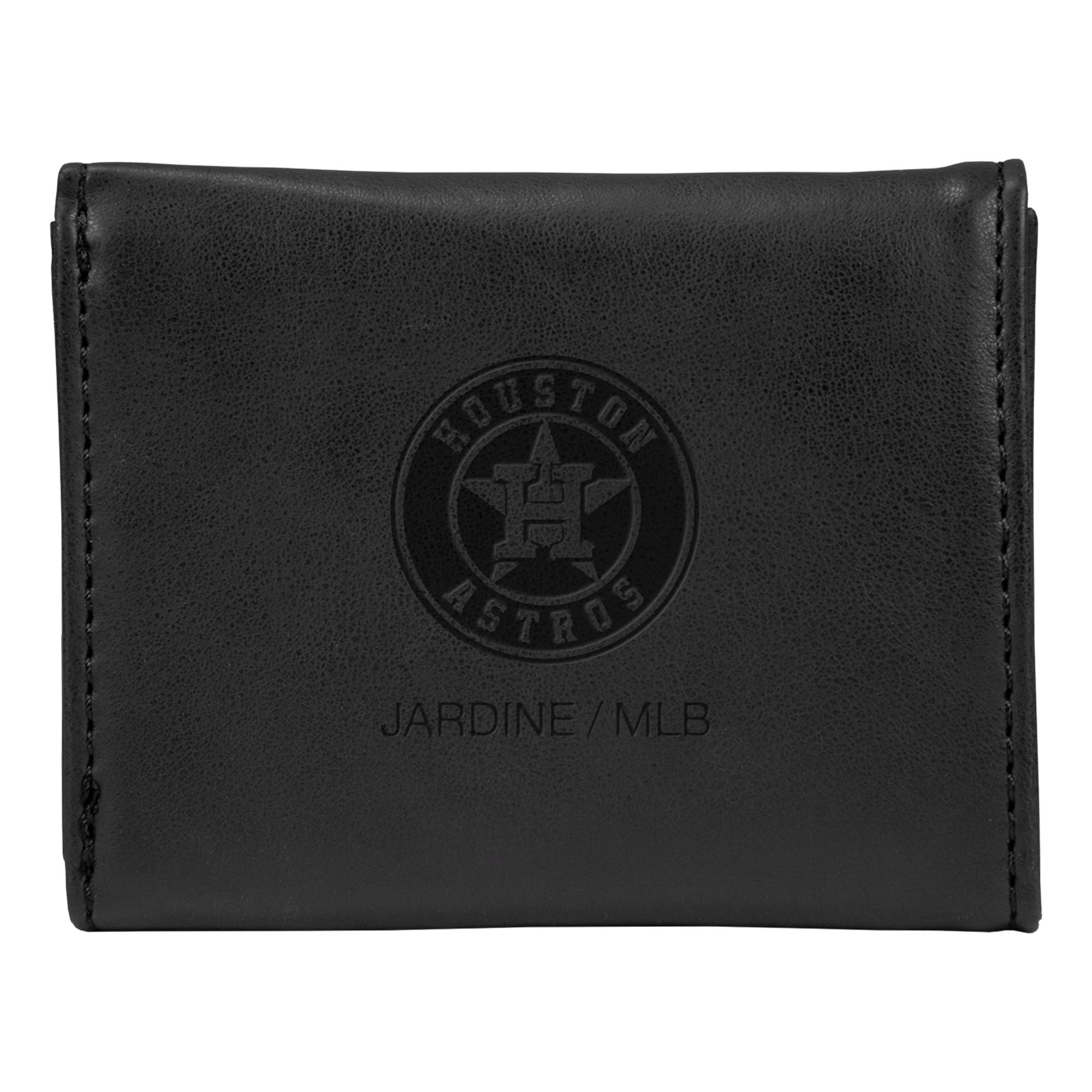 Black Houston Astros Laser-Engraved Trifold Wallet Houston Astros Fan Edition