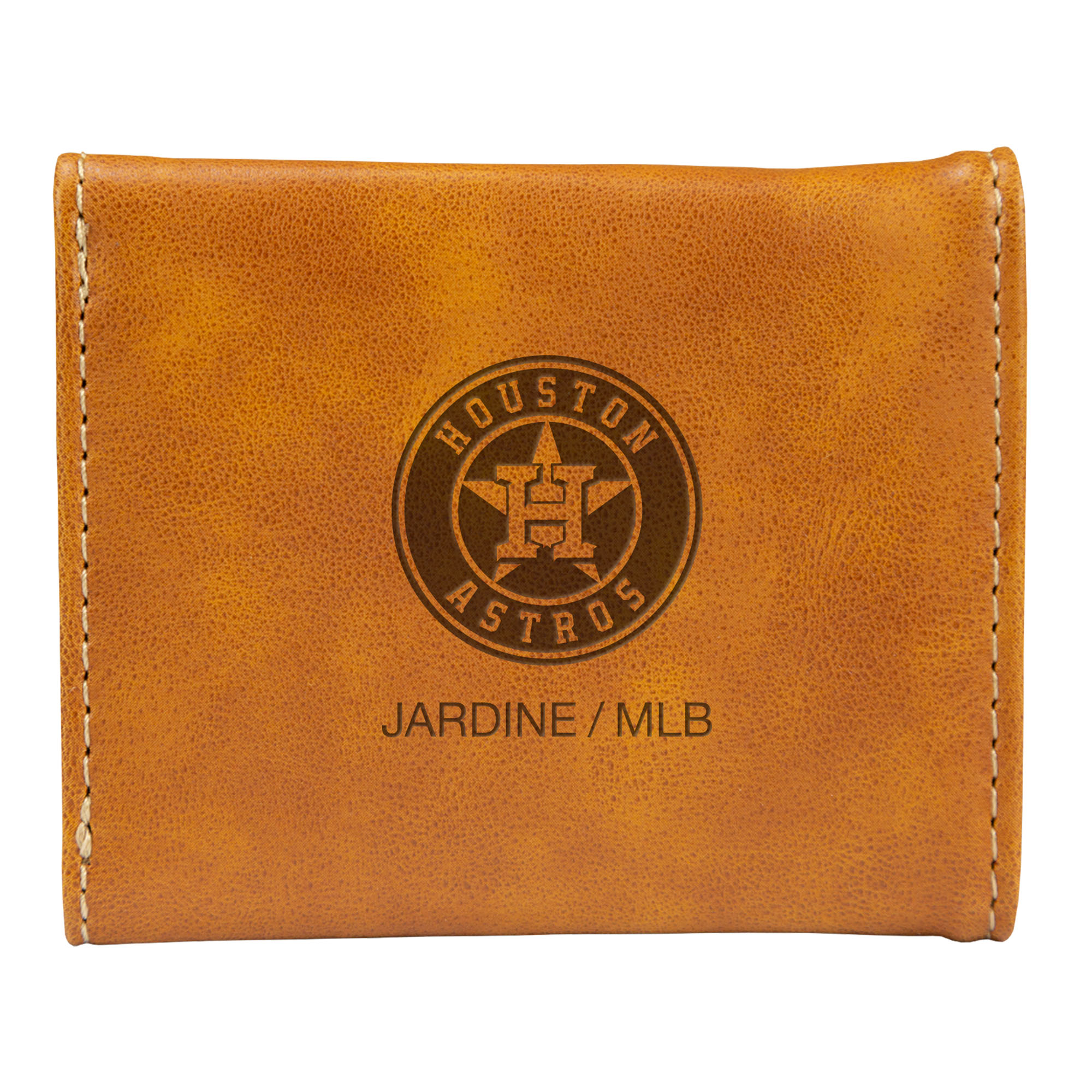Brown Houston Astros Laser-Engraved Trifold Wallet Houston Astros Fan Edition