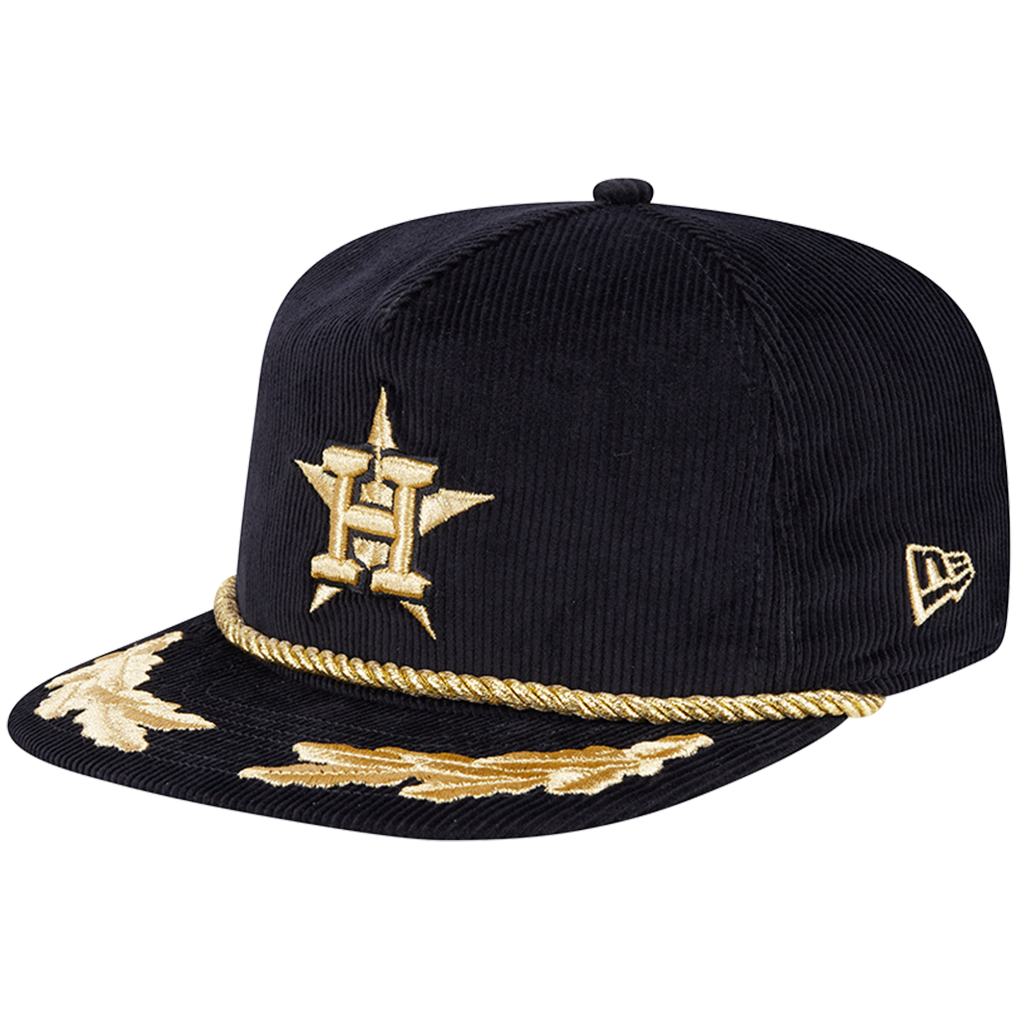 Men’s New Era Black Houston Astros Corduroy Filigree Golfer Adjustable Hat Houston Astros Fan Edition