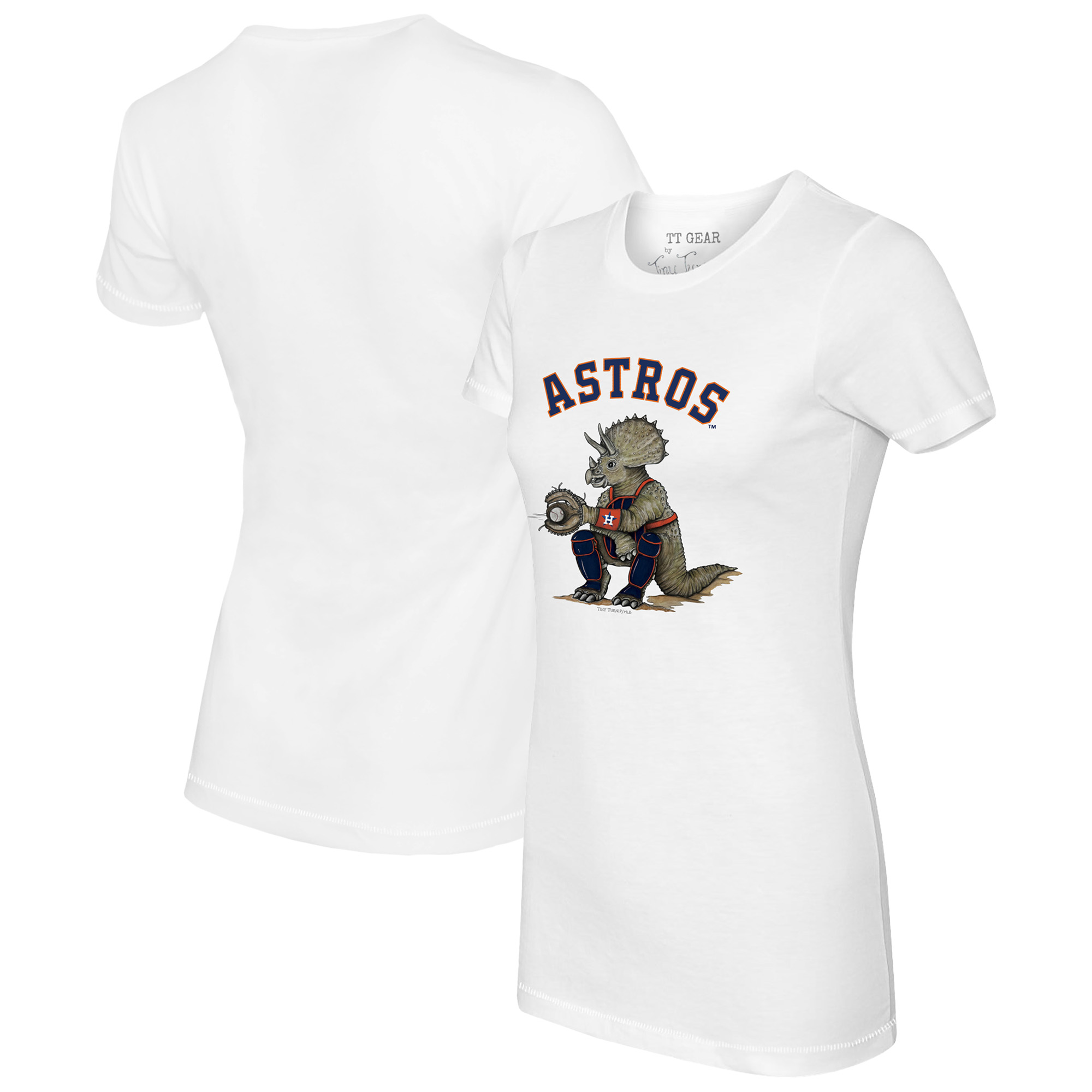 Women’s Tiny Turnip  White Houston Astros Triceratops T-Shirt Houston Astros Fan Edition