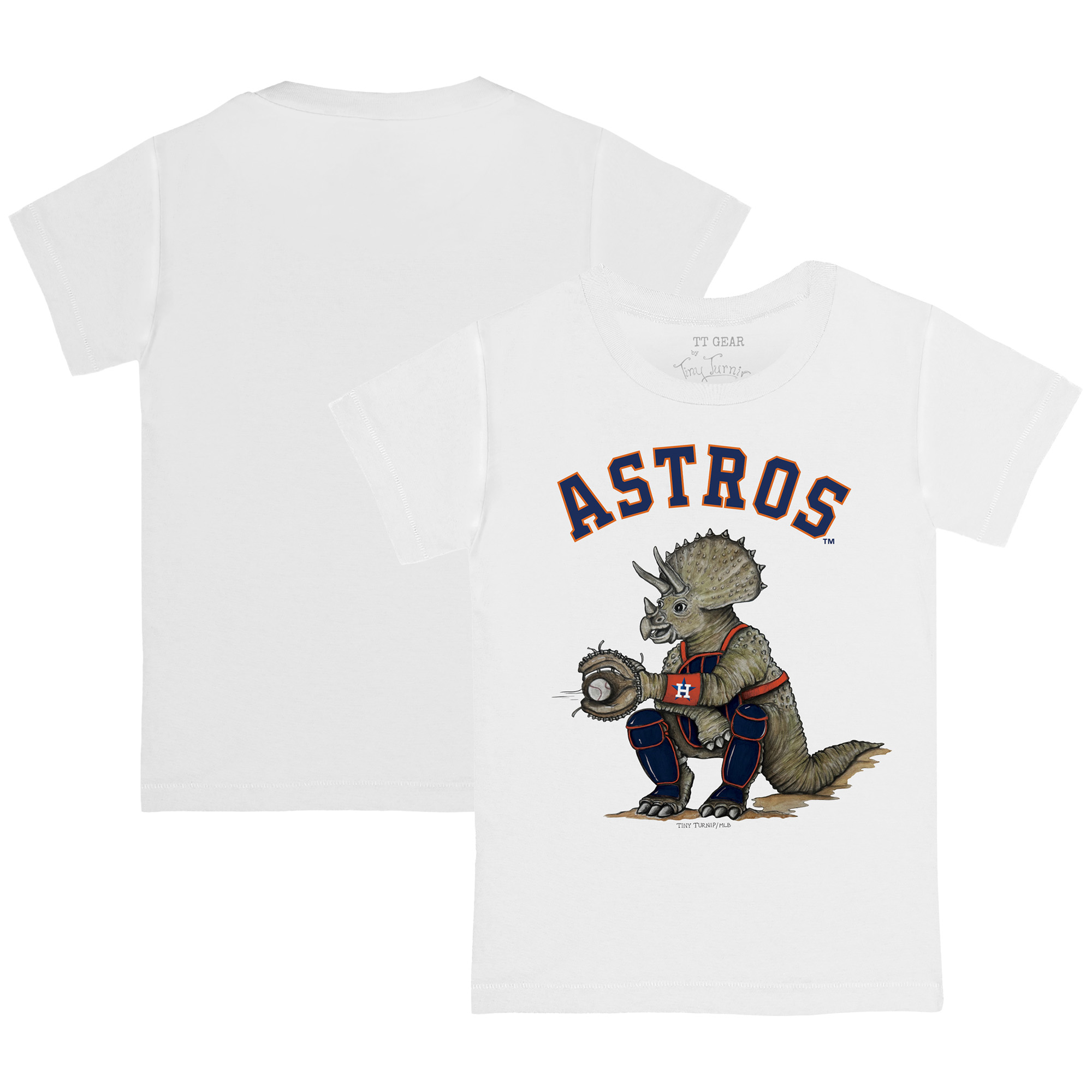 Toddler Tiny Turnip White Houston Astros Triceratops T-Shirt Houston Astros Fan Edition