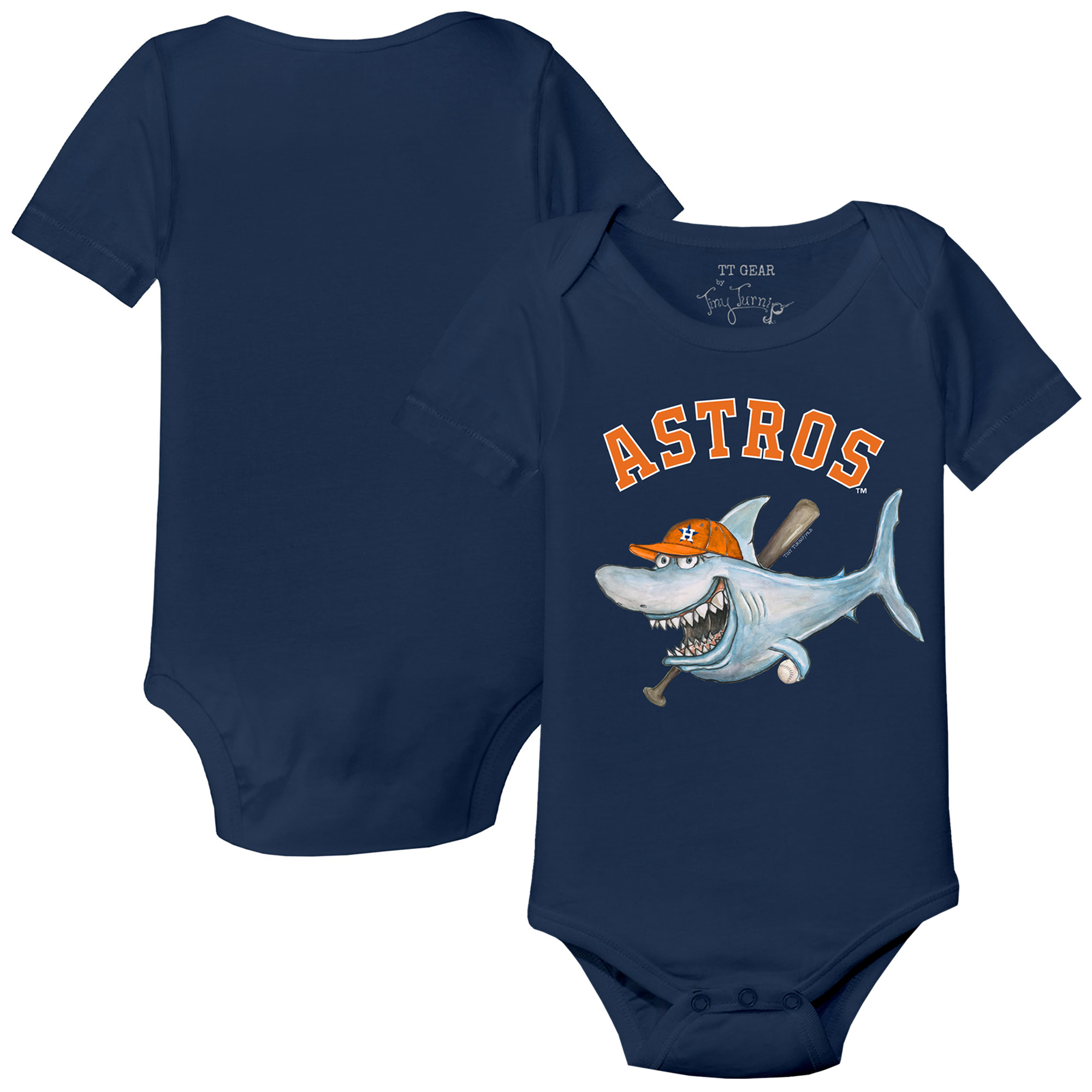Infant Tiny Turnip Navy Houston Astros Shark Bodysuit Houston Astros Fan Edition