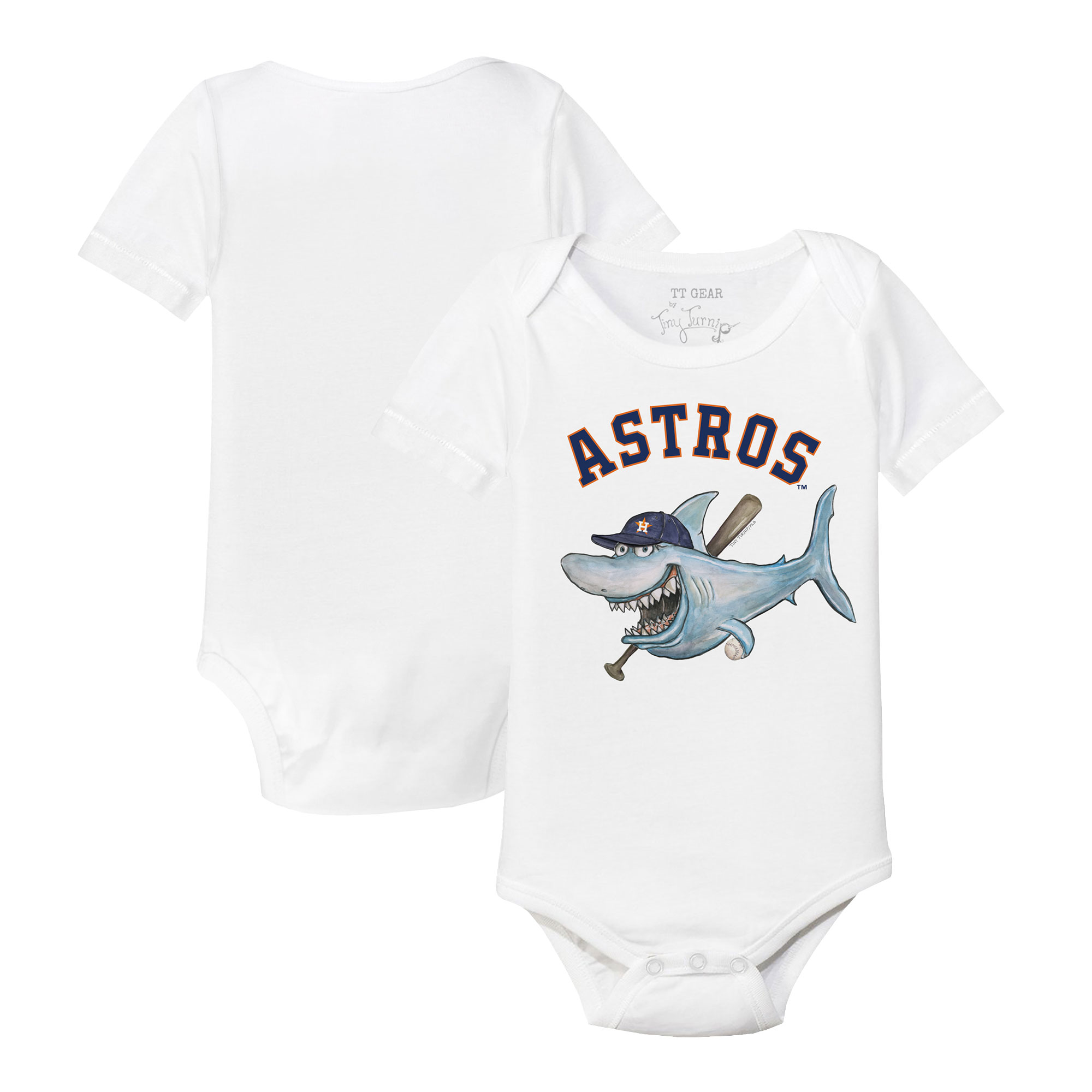 Infant Tiny Turnip White Houston Astros Shark Bodysuit Houston Astros Fan Edition