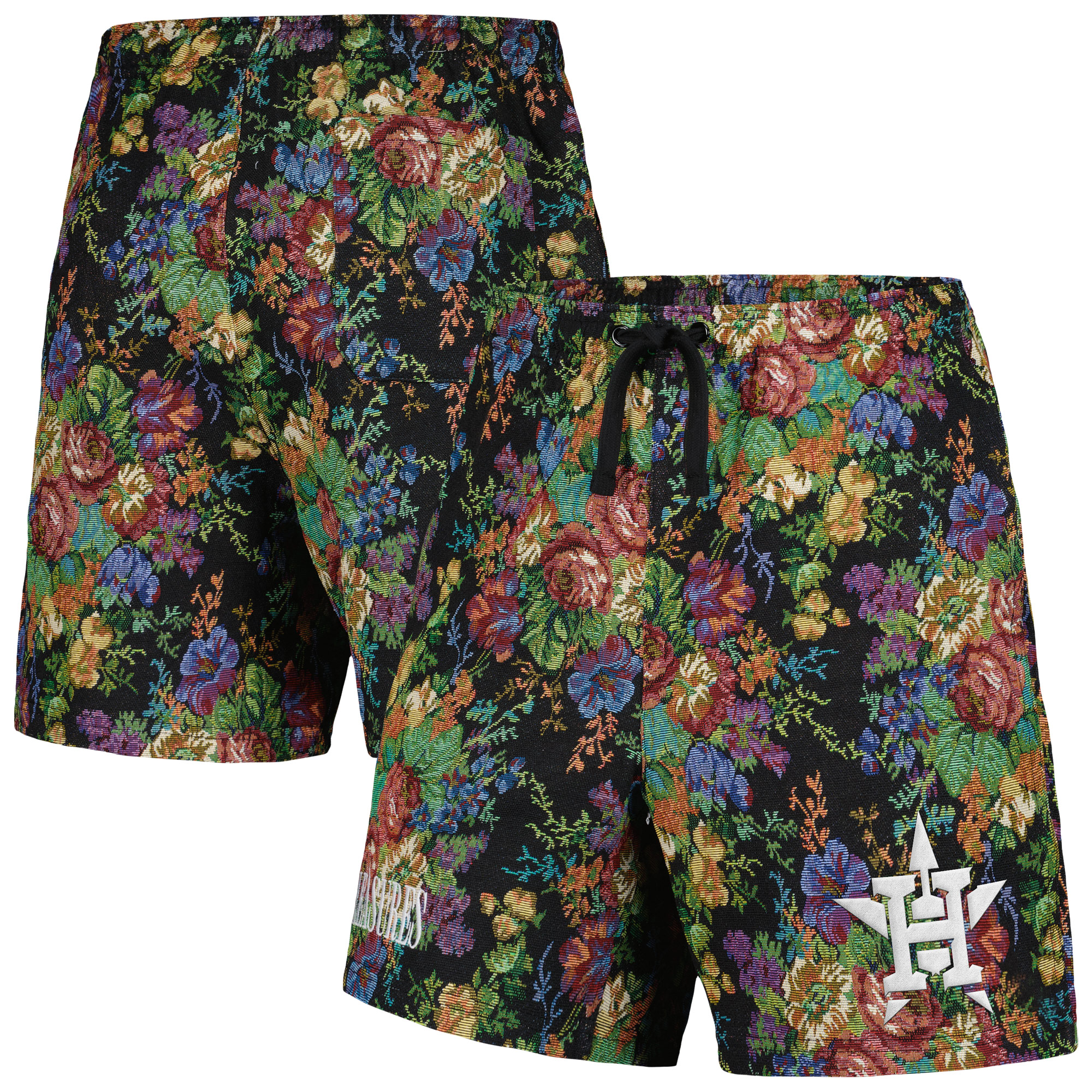 Men’s PLEASURES Black Houston Astros Floral Shorts Houston Astros Fan Edition