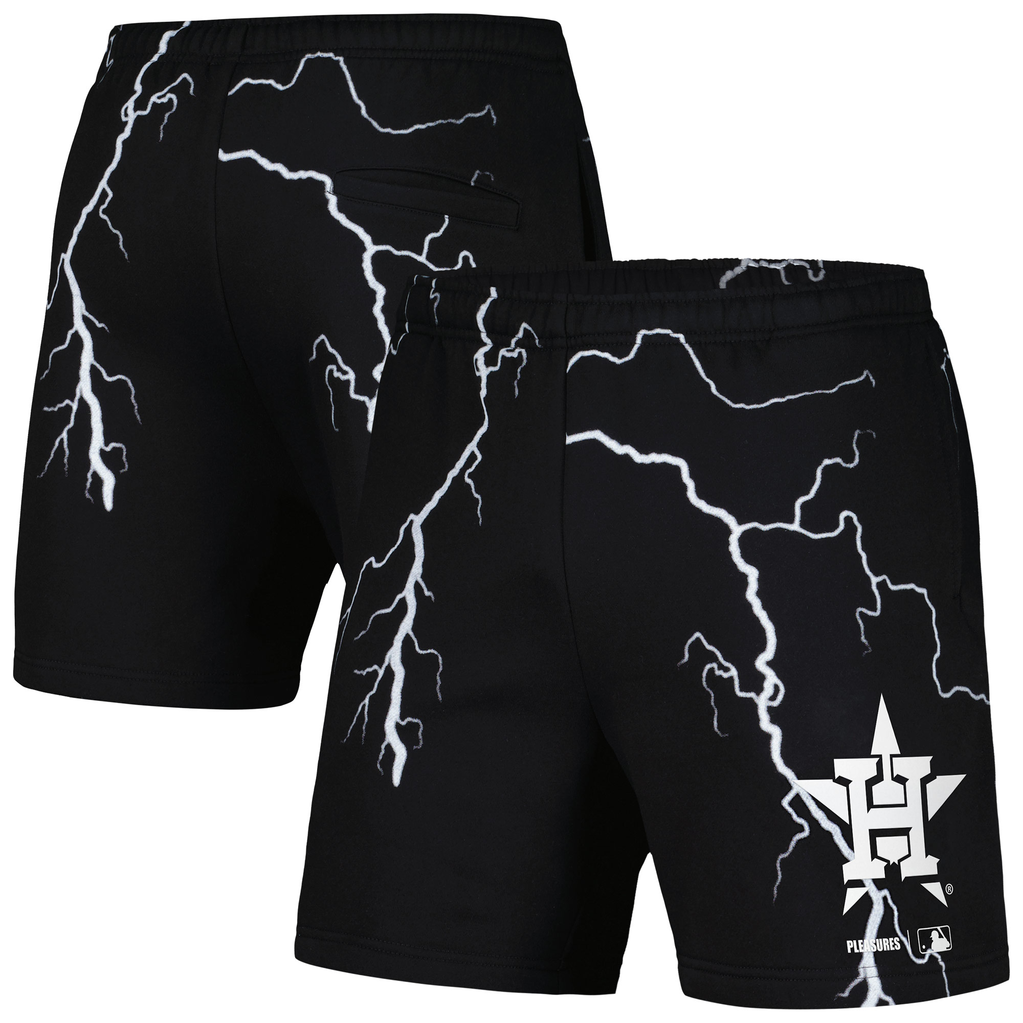 Men’s PLEASURES  Black Houston Astros Lightning Shorts Houston Astros Fan Edition