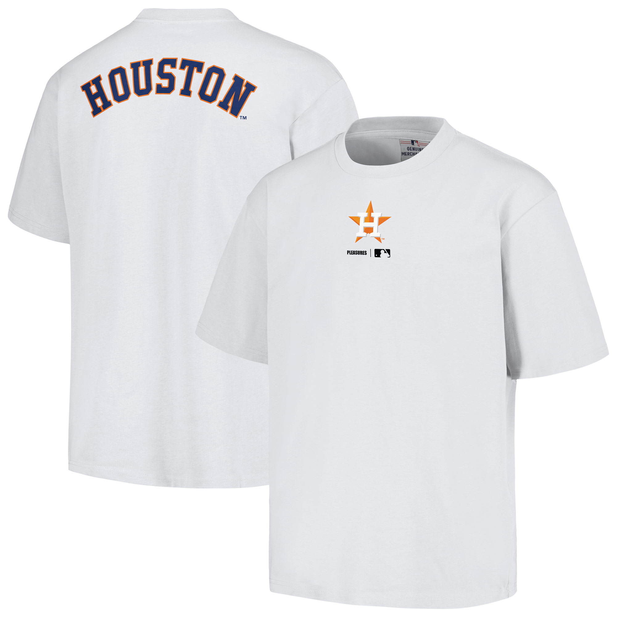 Men’s PLEASURES  White Houston Astros Mascot T-Shirt Houston Astros Fan Edition