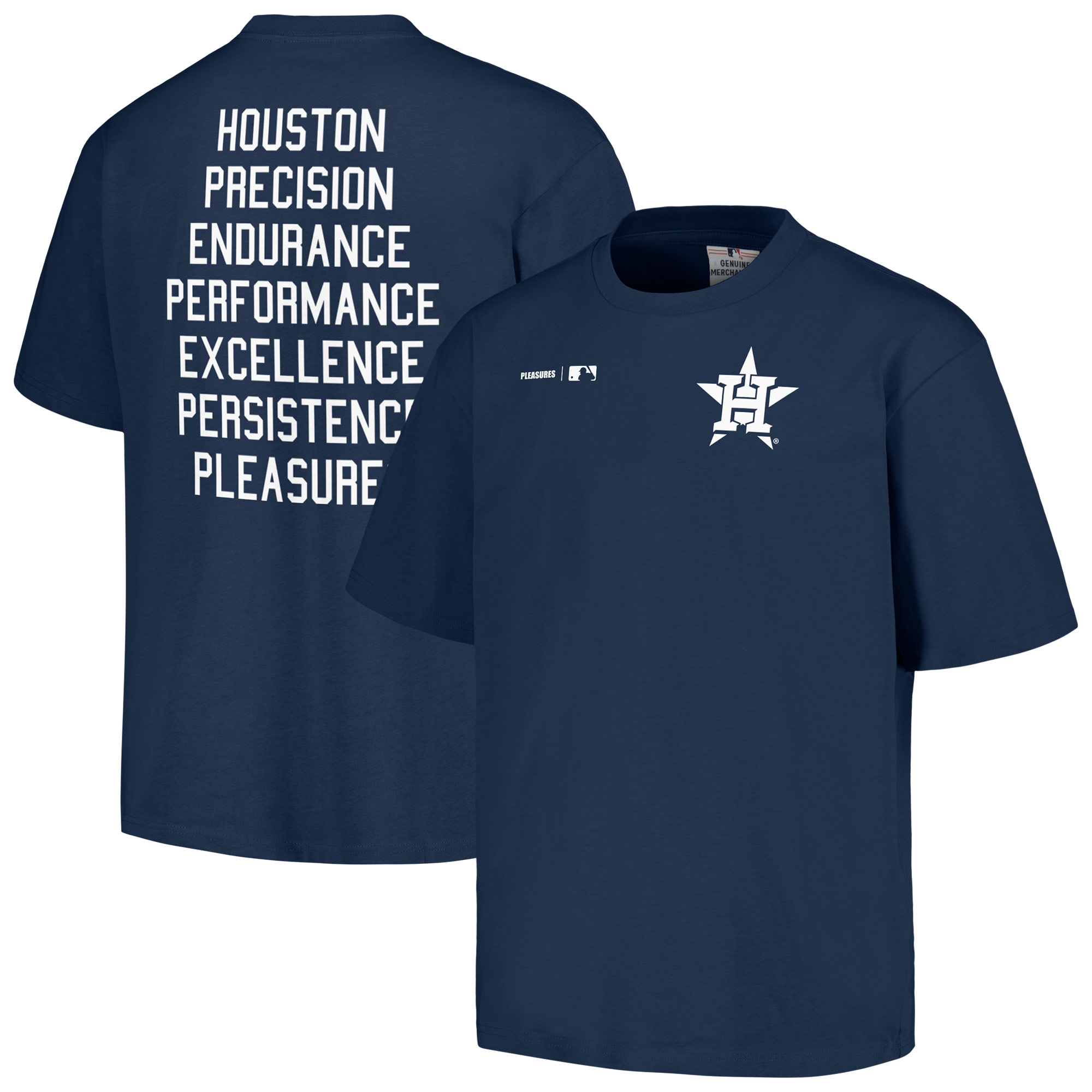 Men’s PLEASURES  Navy Houston Astros Precision T-Shirt Houston Astros Fan Edition