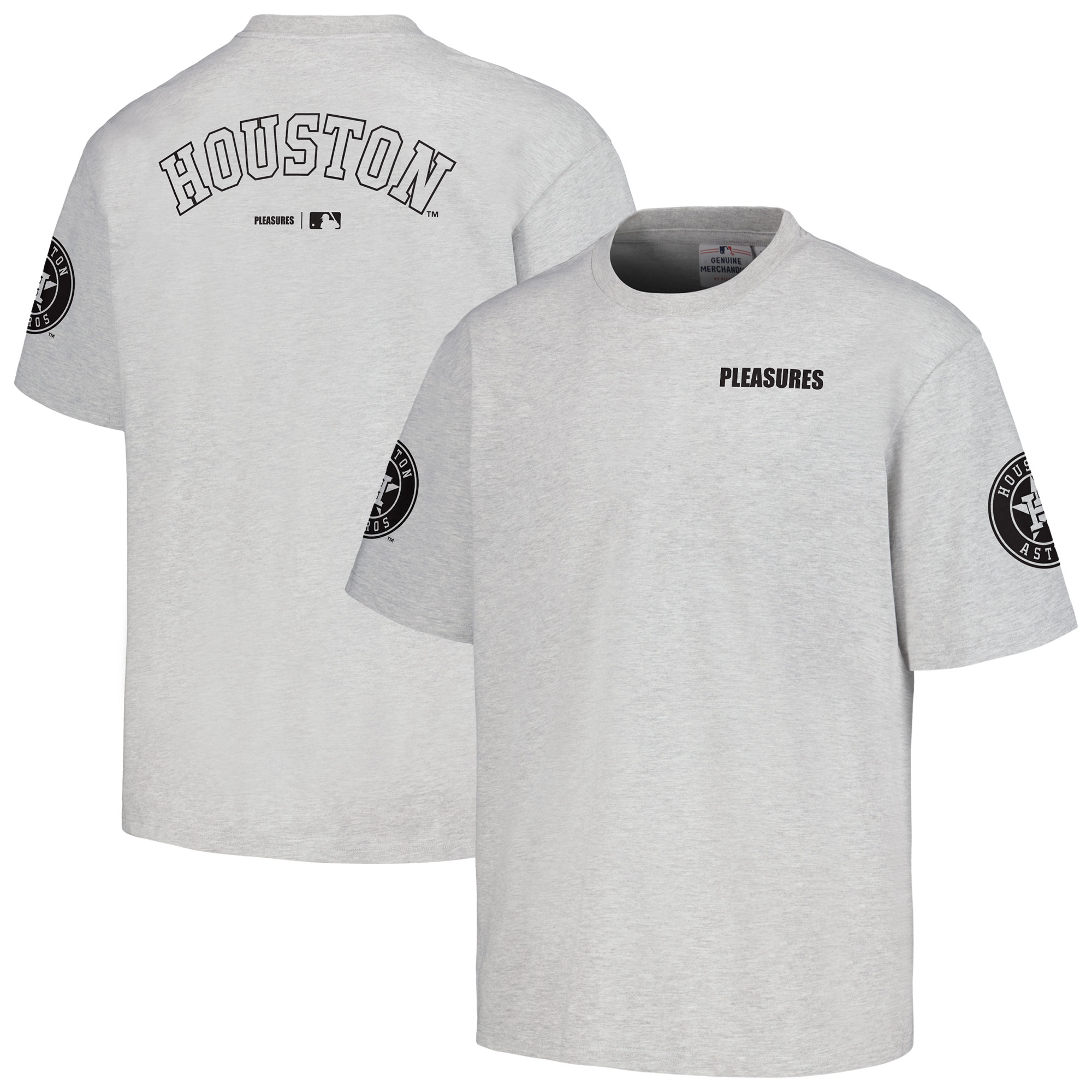 Men’s PLEASURES Gray Houston Astros Team T-Shirt Houston Astros Fan Edition